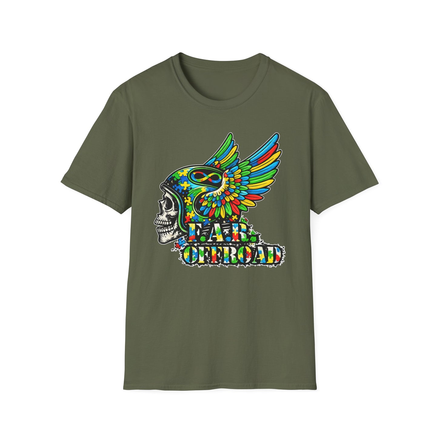 Skull Wing Helmet 'Autism Awareness' Graphic T-Shirt