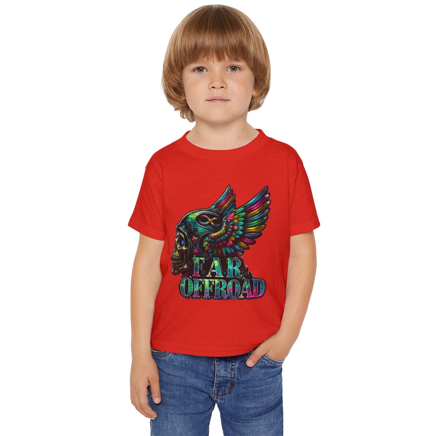 Toddler T‑Shirt — Colorful Winged Skull "Tar Offroad" Graphic