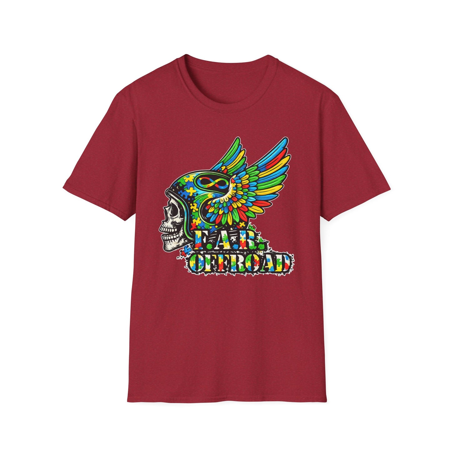 Skull Wing Helmet 'Autism Awareness' Graphic T-Shirt