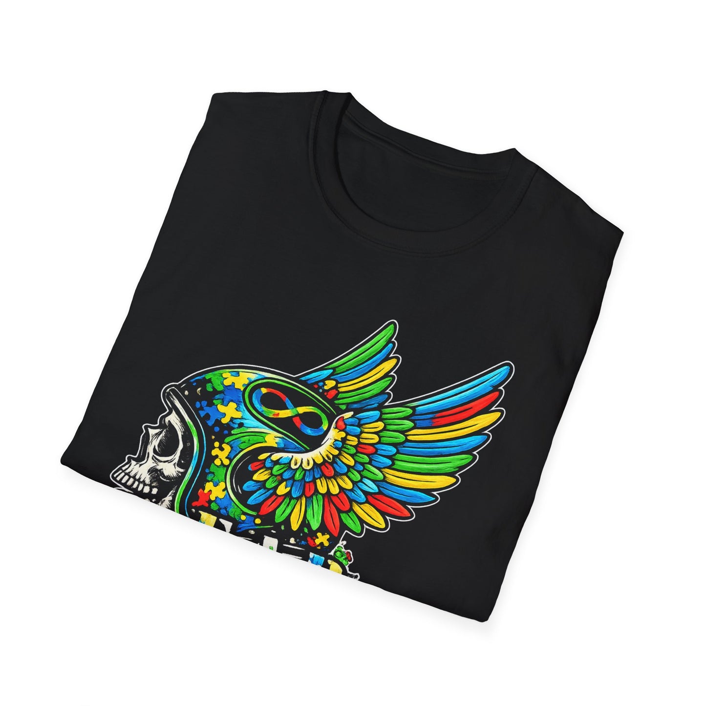 Skull Wing Helmet 'Autism Awareness' Graphic T-Shirt