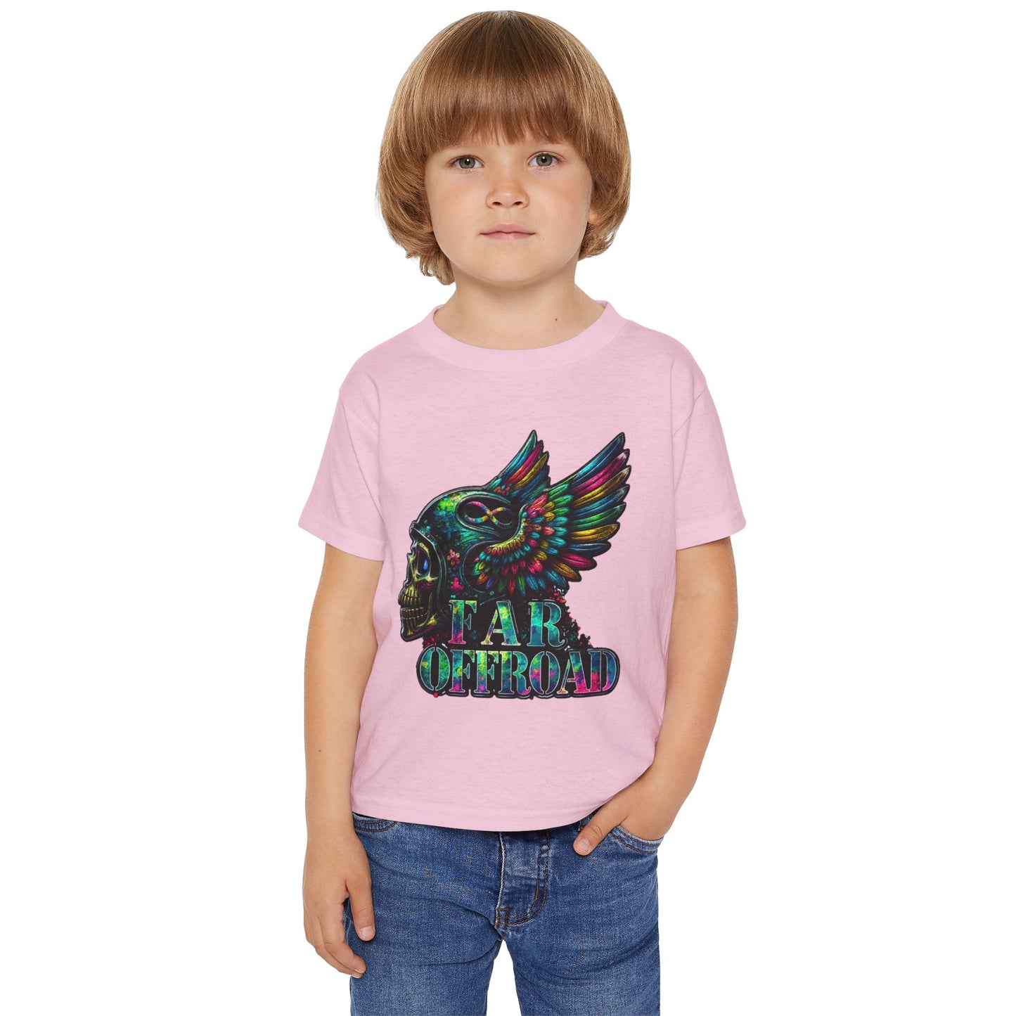 Toddler T‑Shirt — Colorful Winged Skull "Tar Offroad" Graphic