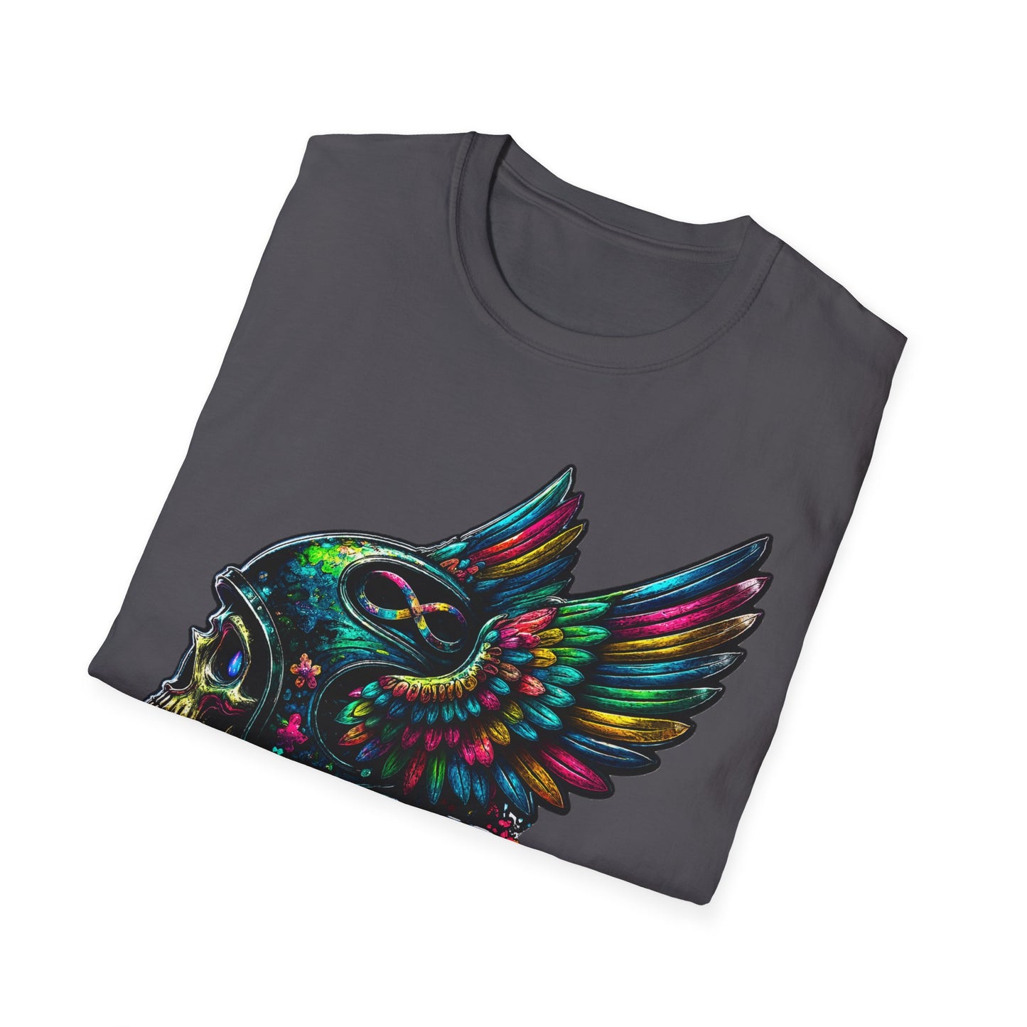Far Offroad Skull Tee — Colorful Winged Skull Graphic T-Shirt