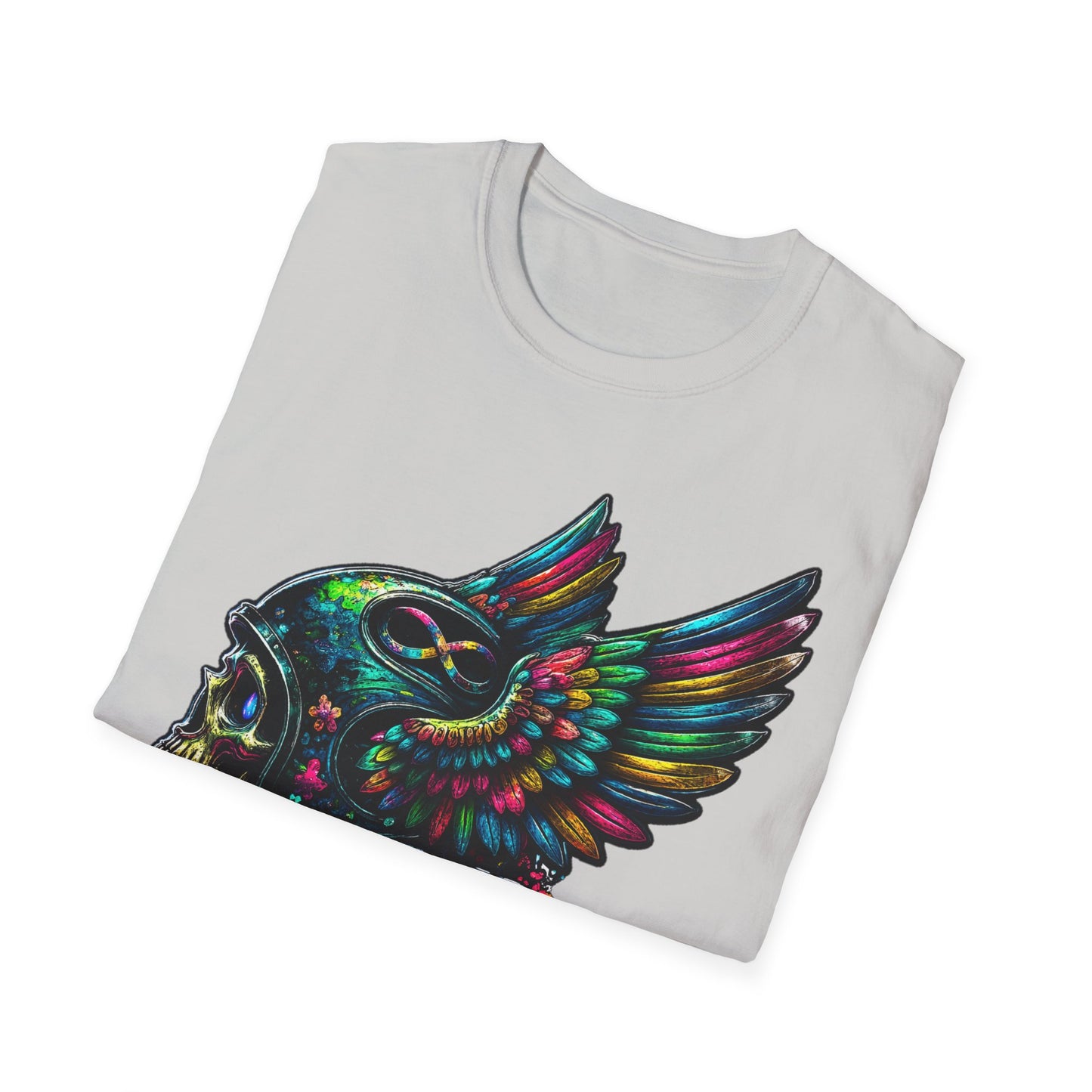 Far Offroad Skull Tee — Colorful Winged Skull Graphic T-Shirt