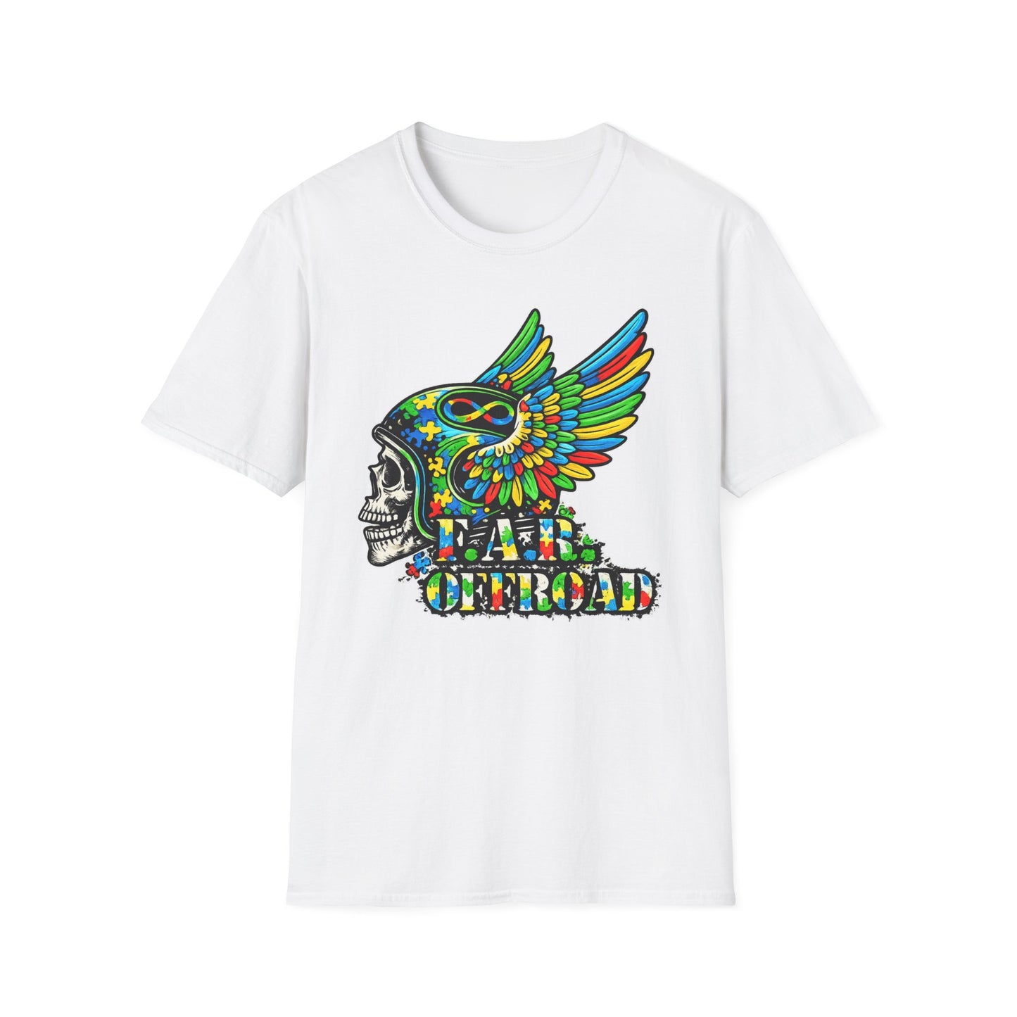Skull Wing Helmet 'Autism Awareness' Graphic T-Shirt