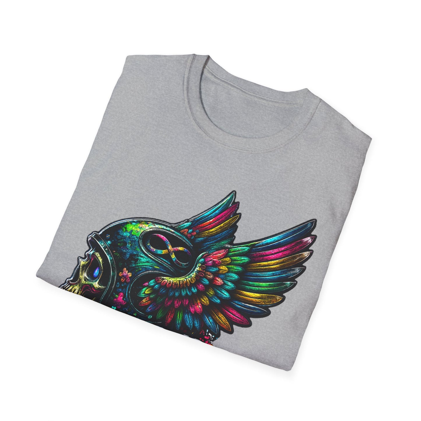Far Offroad Skull Tee — Colorful Winged Skull Graphic T-Shirt