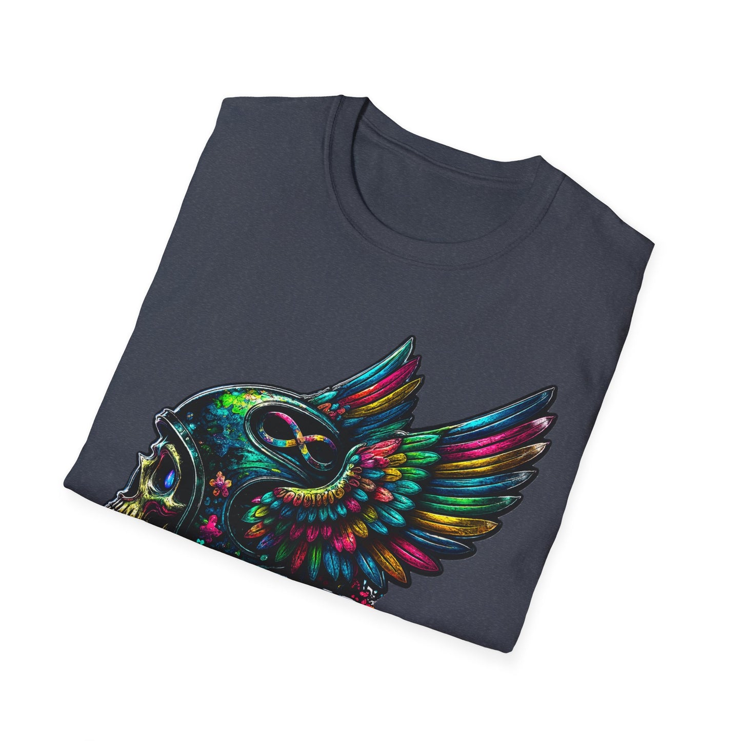 Far Offroad Skull Tee — Colorful Winged Skull Graphic T-Shirt