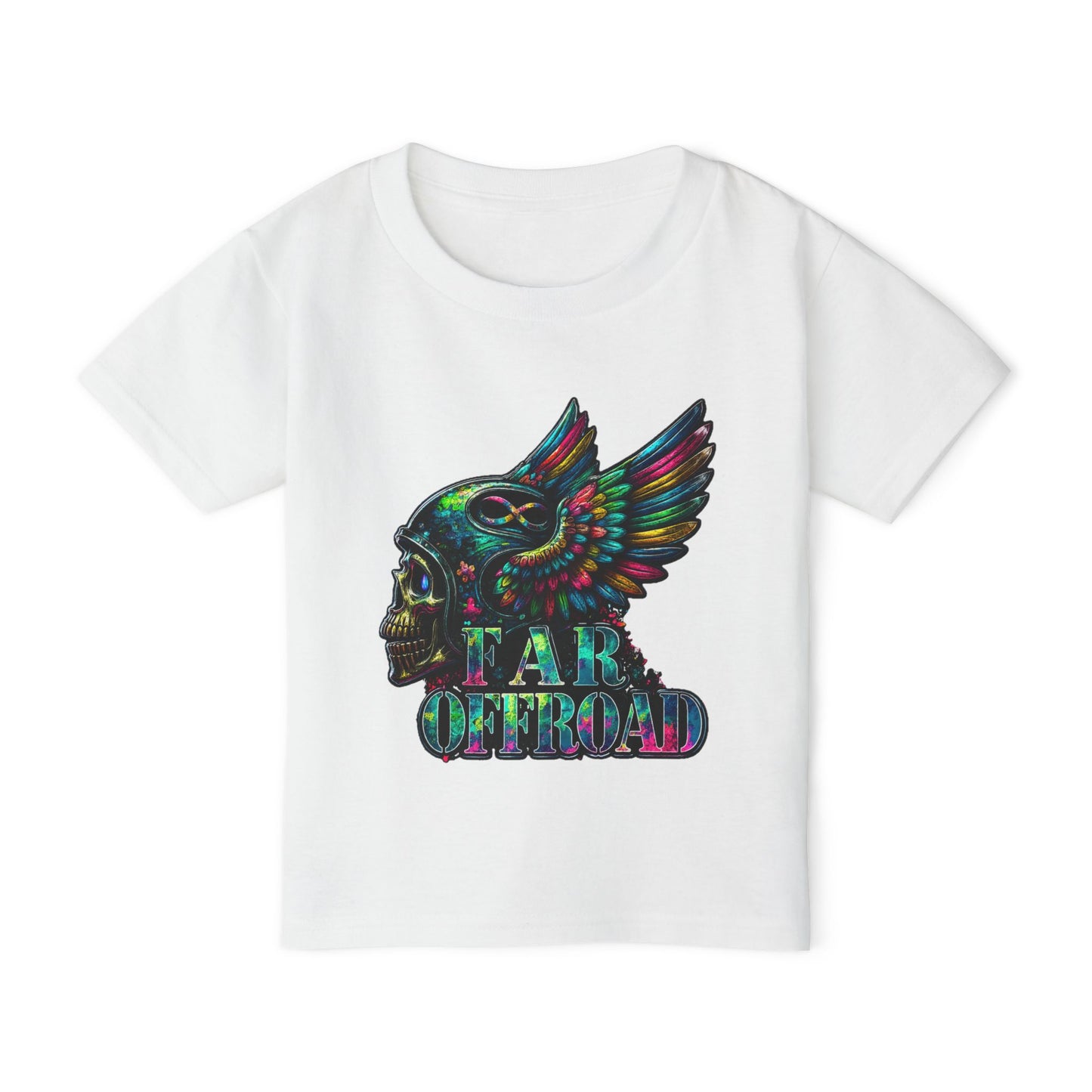 Toddler T‑Shirt — Colorful Winged Skull "Tar Offroad" Graphic