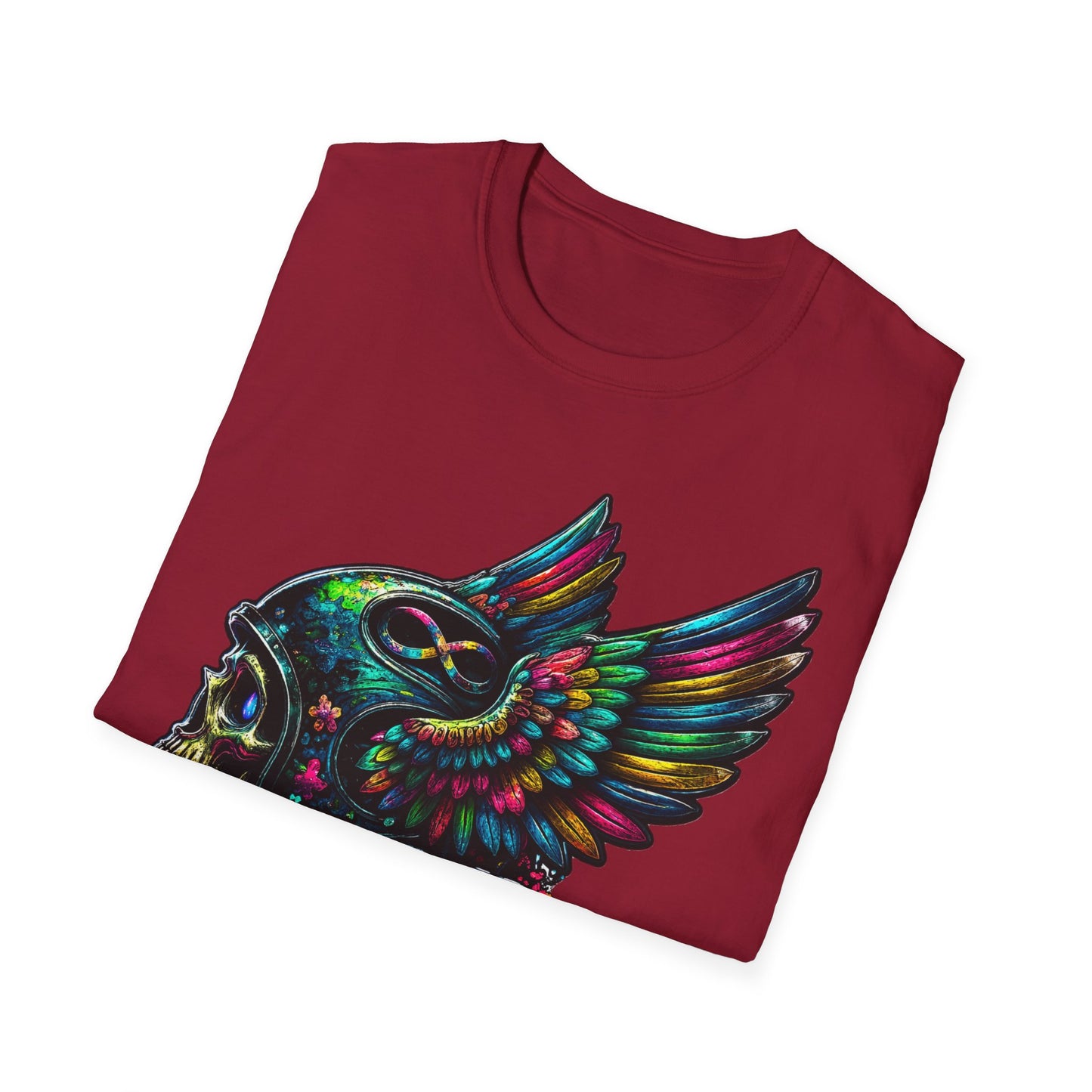 Far Offroad Skull Tee — Colorful Winged Skull Graphic T-Shirt