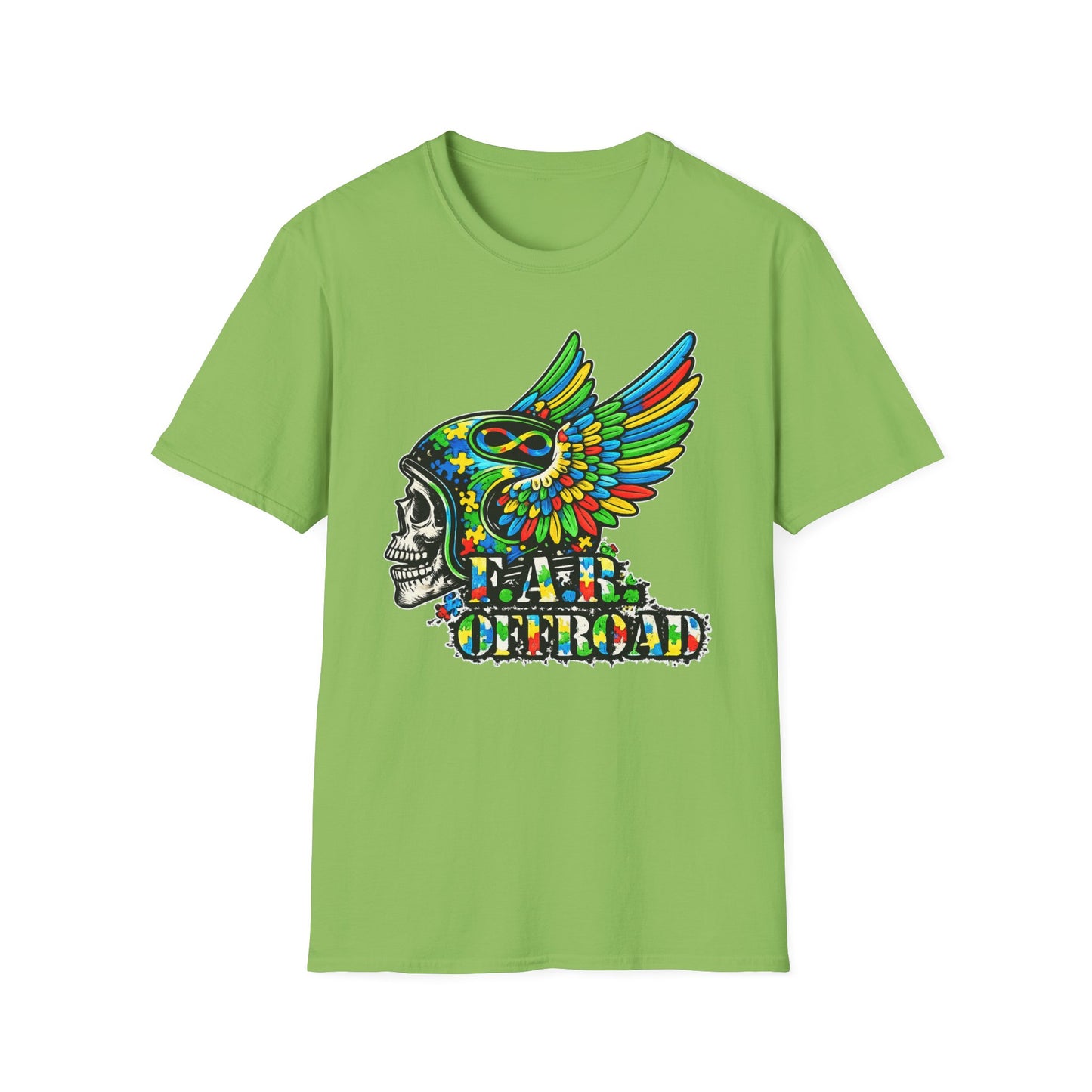 Skull Wing Helmet 'Autism Awareness' Graphic T-Shirt