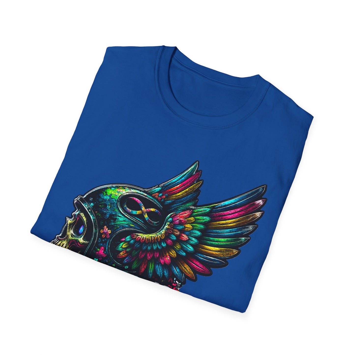 Far Offroad Skull Tee — Colorful Winged Skull Graphic T-Shirt