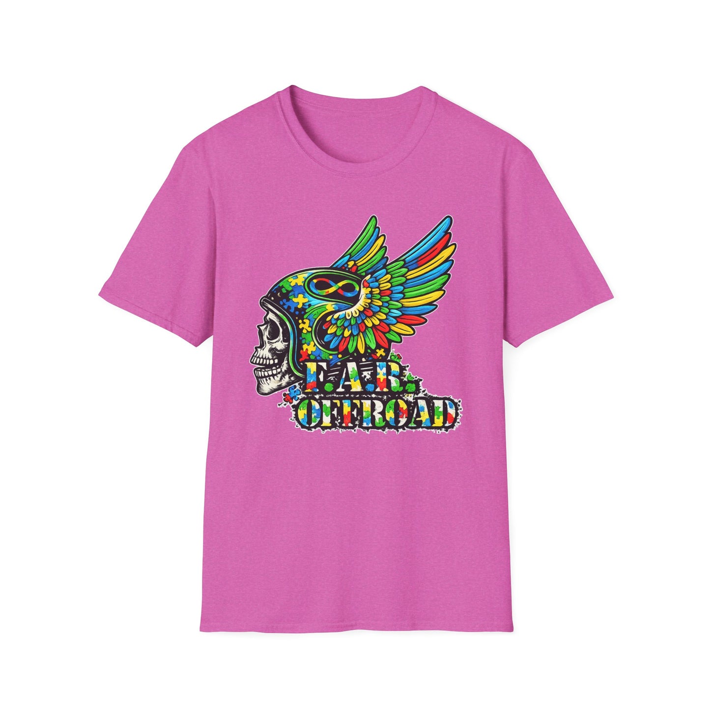 Skull Wing Helmet 'Autism Awareness' Graphic T-Shirt
