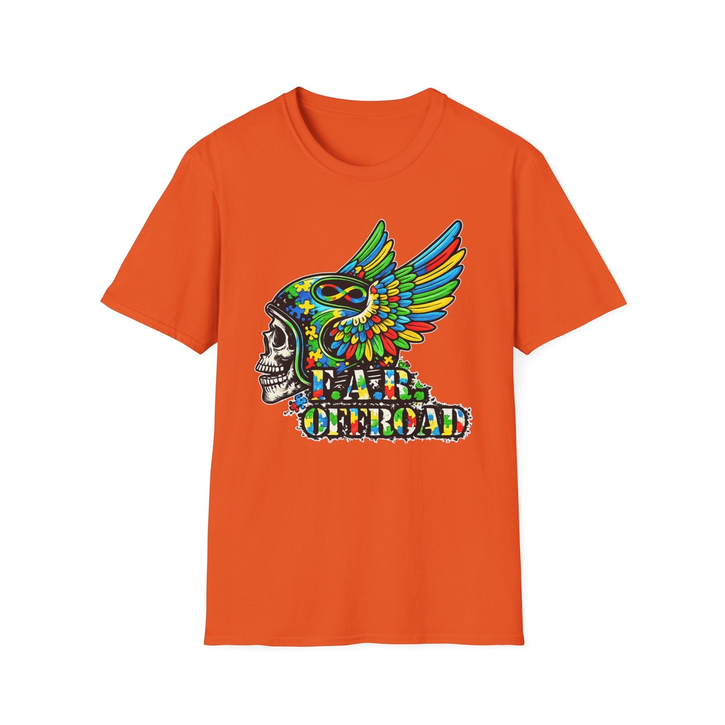 Skull Wing Helmet 'Autism Awareness' Graphic T-Shirt