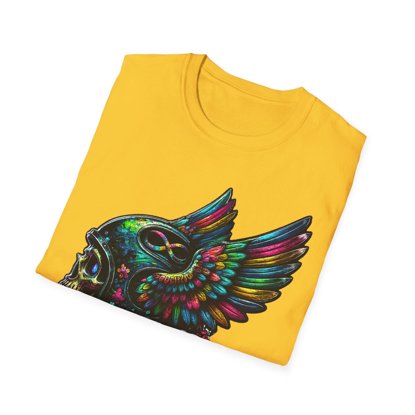 Far Offroad Skull Tee — Colorful Winged Skull Graphic T-Shirt