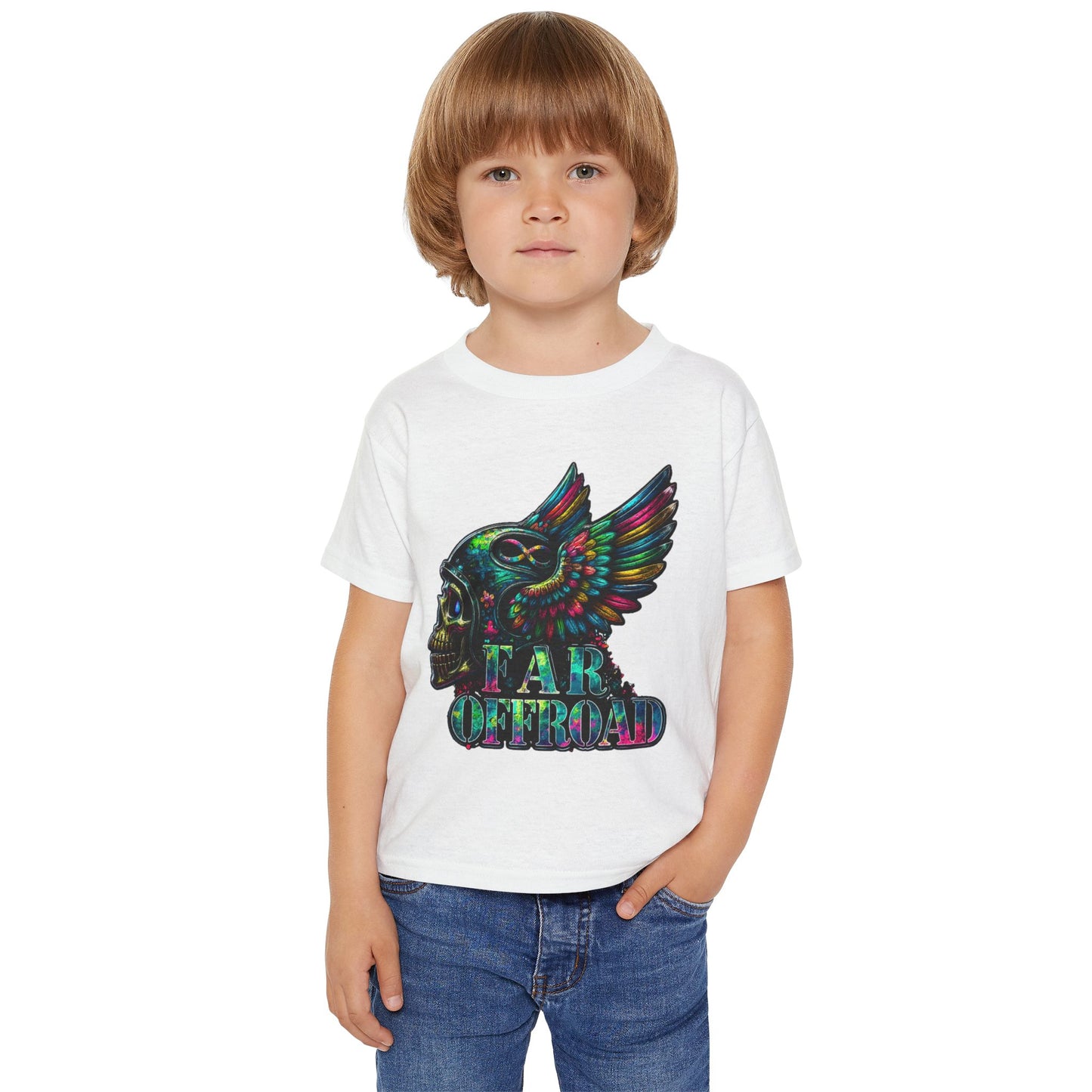 Toddler T‑Shirt — Colorful Winged Skull "Tar Offroad" Graphic