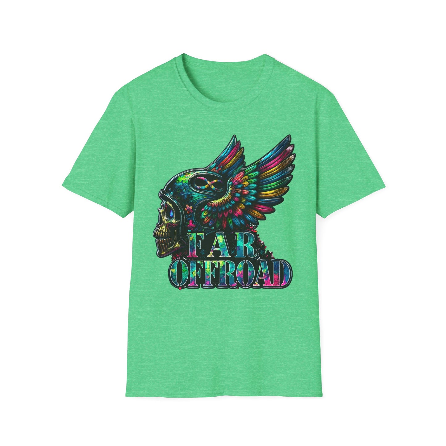 Far Offroad Skull Tee — Colorful Winged Skull Graphic T-Shirt