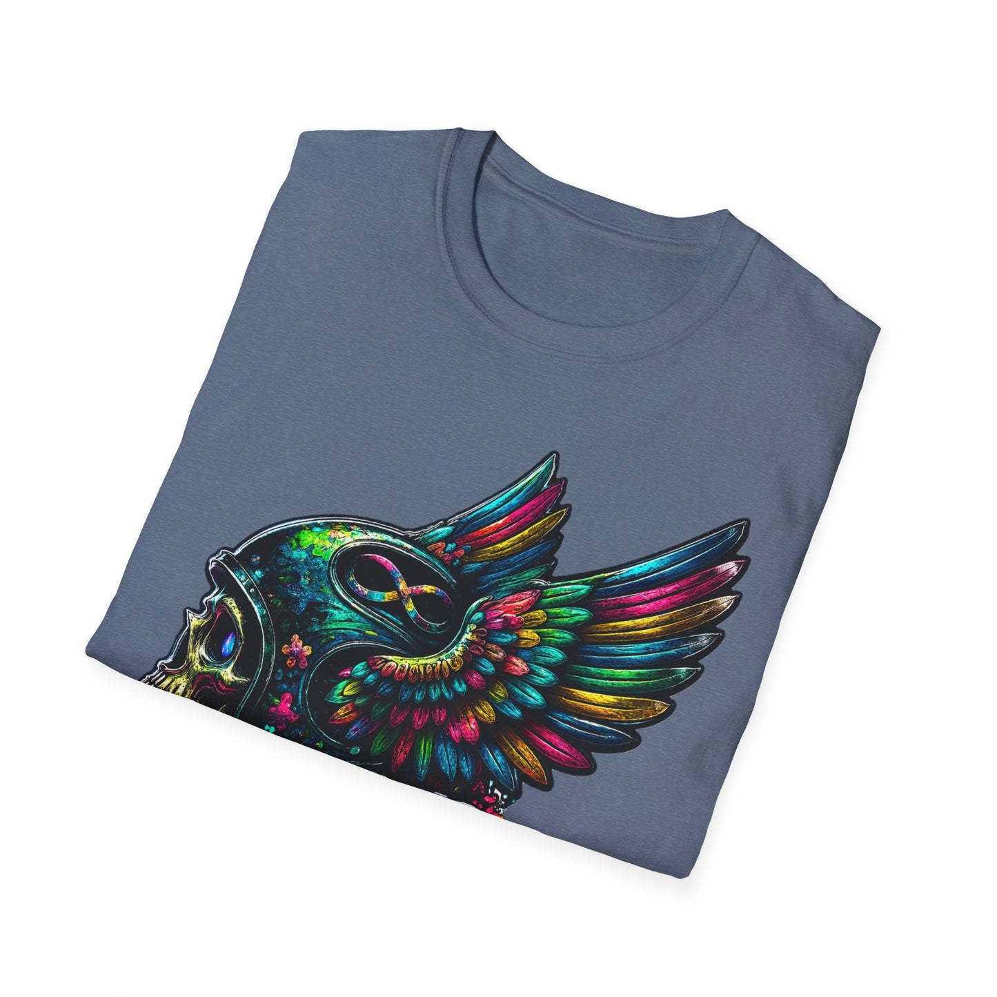 Far Offroad Skull Tee — Colorful Winged Skull Graphic T-Shirt