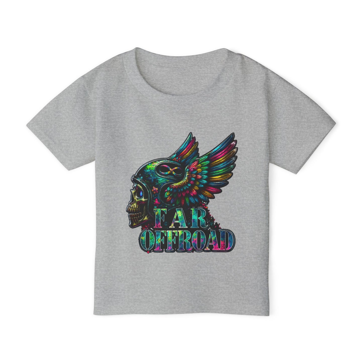 Toddler T‑Shirt — Colorful Winged Skull "Tar Offroad" Graphic