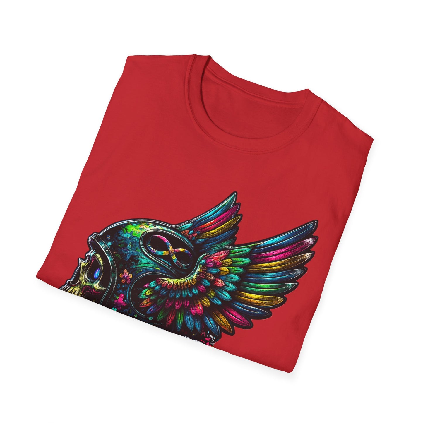 Far Offroad Skull Tee — Colorful Winged Skull Graphic T-Shirt