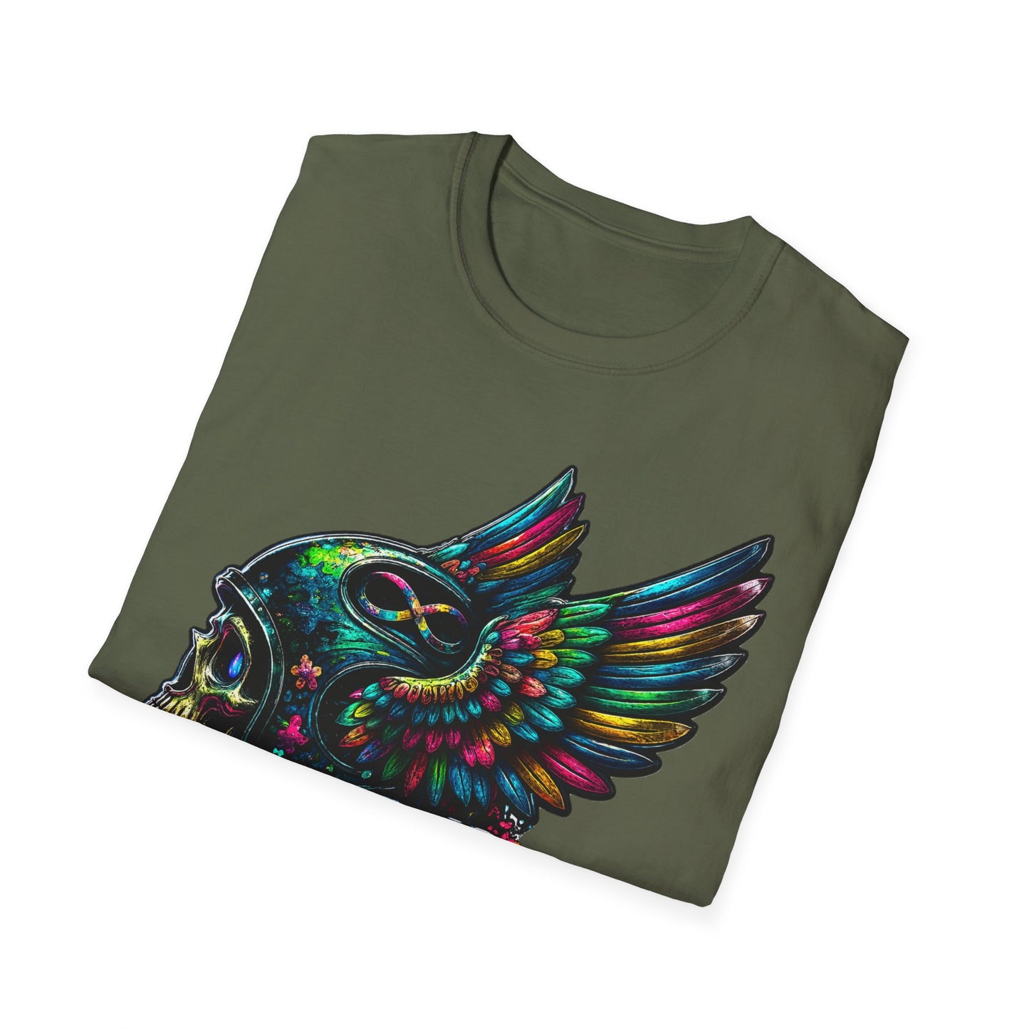 Far Offroad Skull Tee — Colorful Winged Skull Graphic T-Shirt