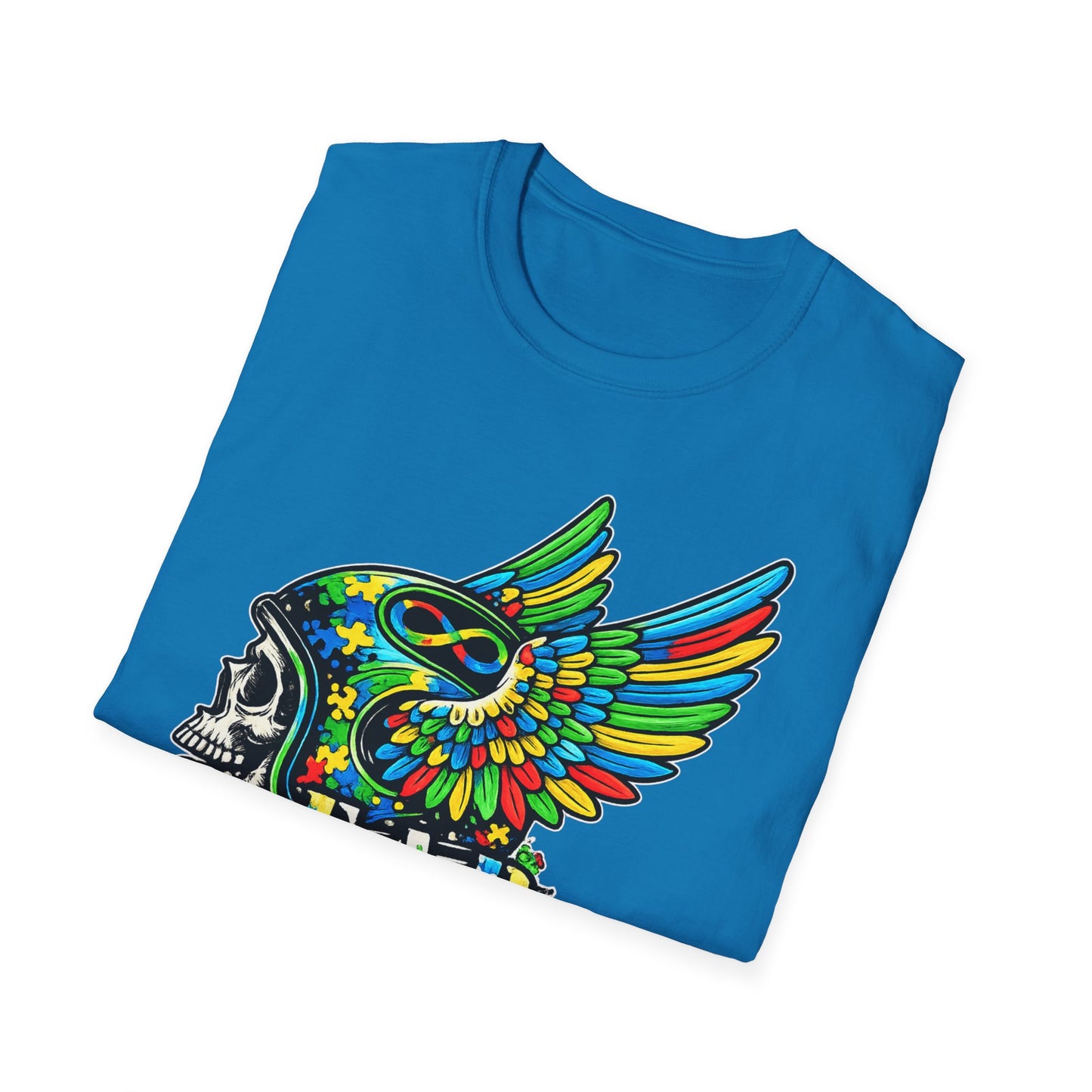 Skull Wing Helmet 'Autism Awareness' Graphic T-Shirt