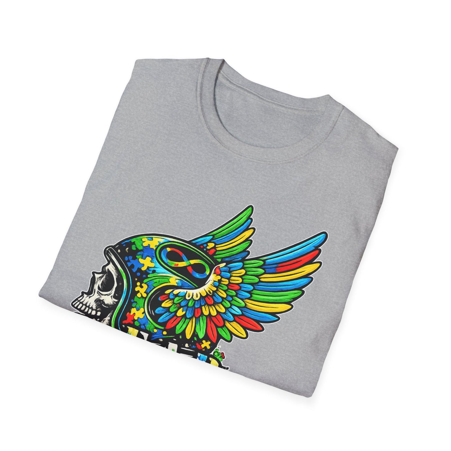 Skull Wing Helmet 'Autism Awareness' Graphic T-Shirt