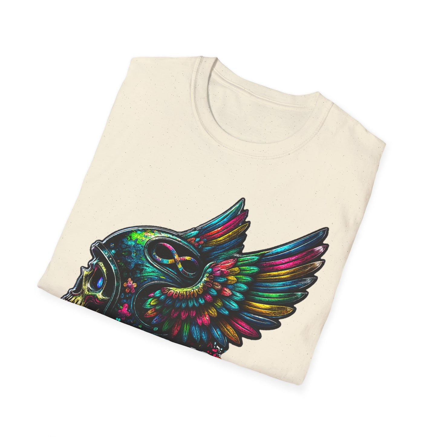 Far Offroad Skull Tee — Colorful Winged Skull Graphic T-Shirt