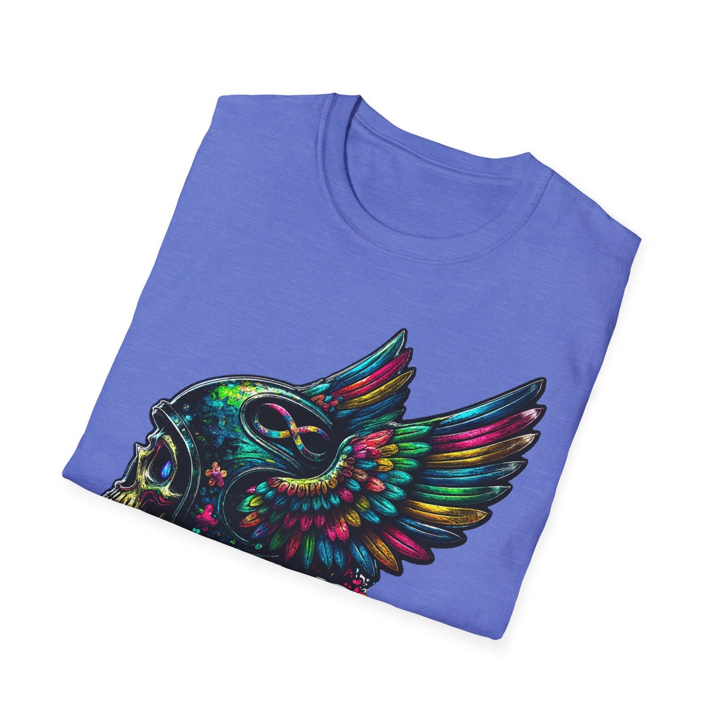 Far Offroad Skull Tee — Colorful Winged Skull Graphic T-Shirt