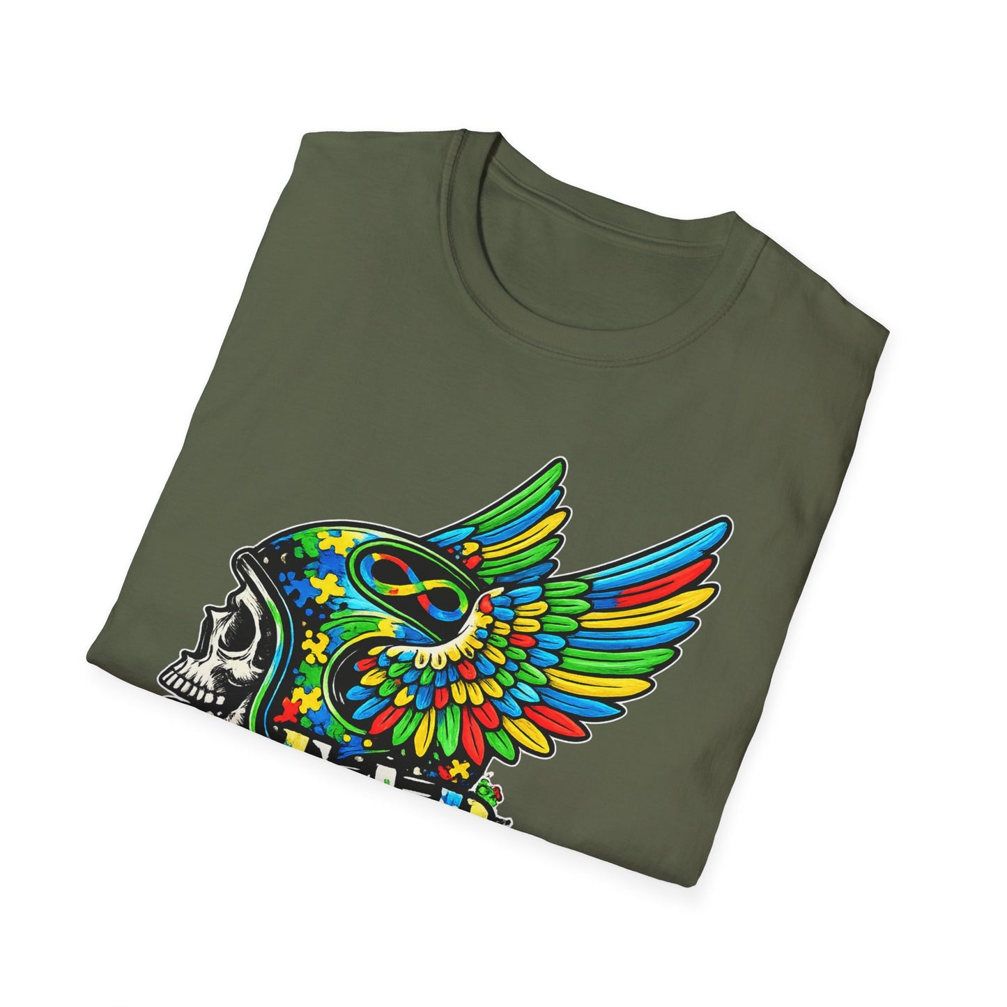 Skull Wing Helmet 'Autism Awareness' Graphic T-Shirt