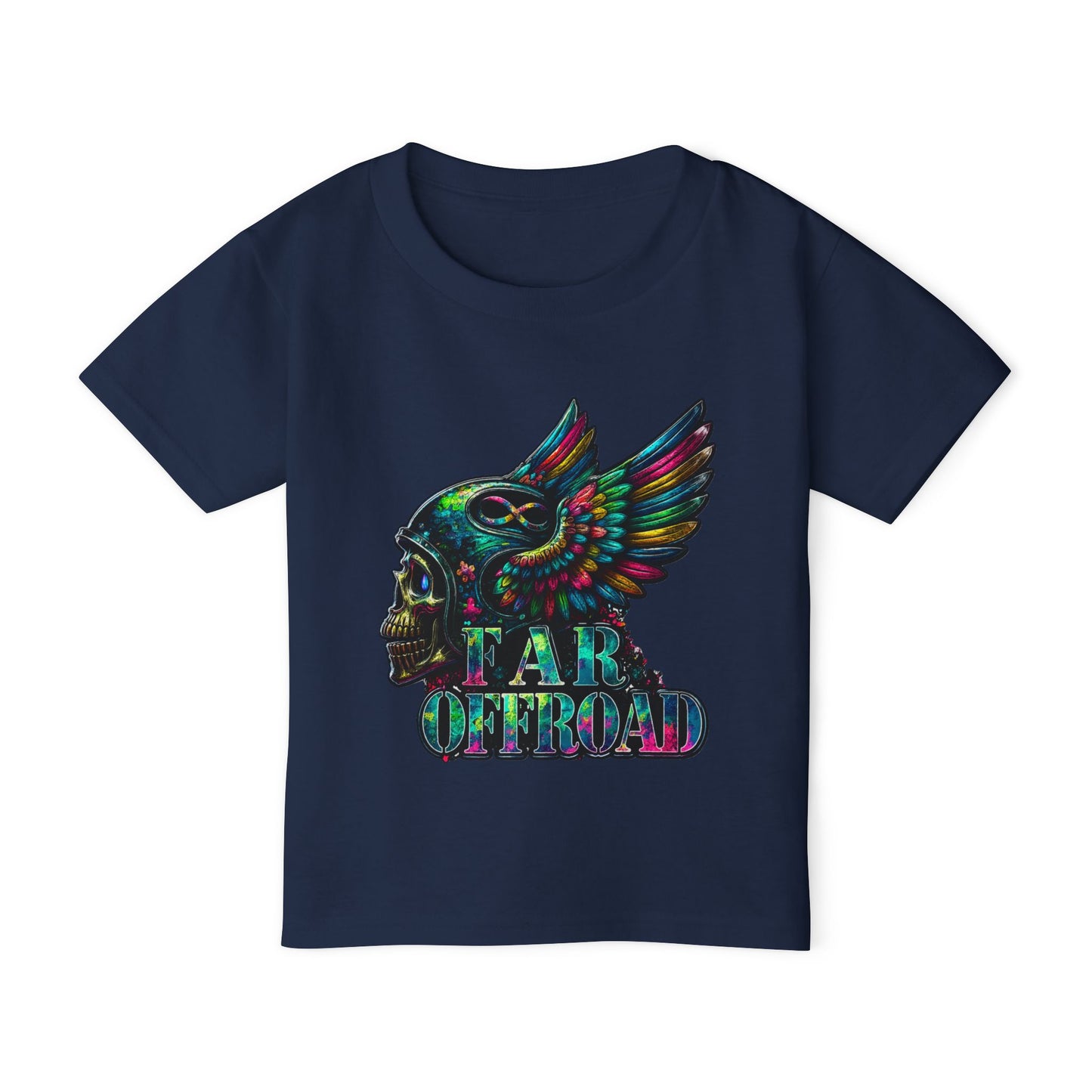 Toddler T‑Shirt — Colorful Winged Skull "Tar Offroad" Graphic