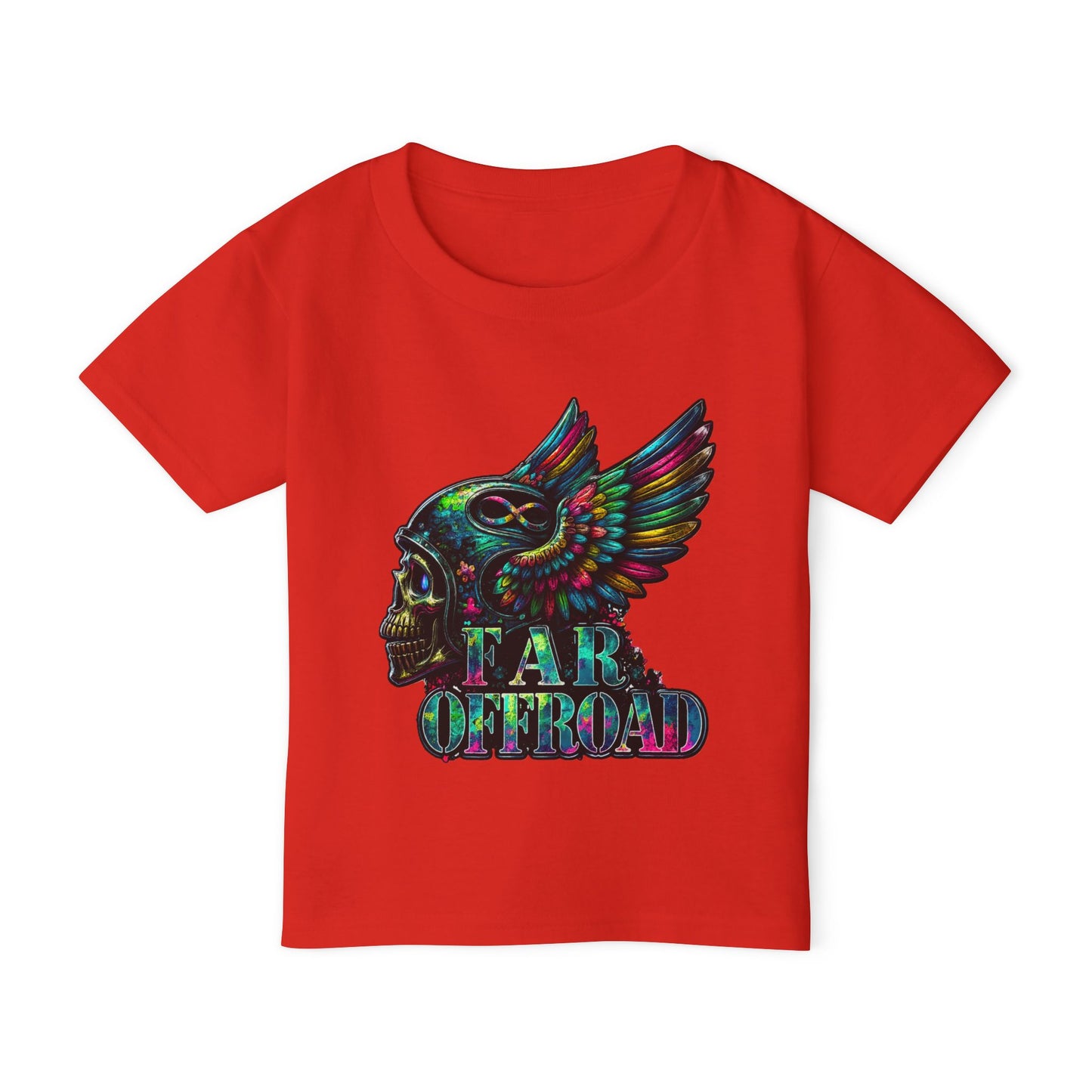Toddler T‑Shirt — Colorful Winged Skull "Tar Offroad" Graphic