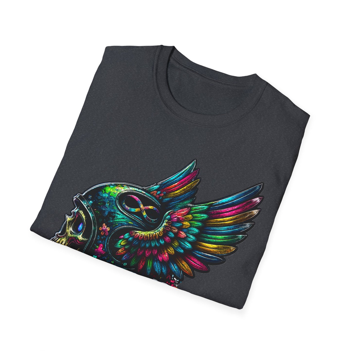 Far Offroad Skull Tee — Colorful Winged Skull Graphic T-Shirt