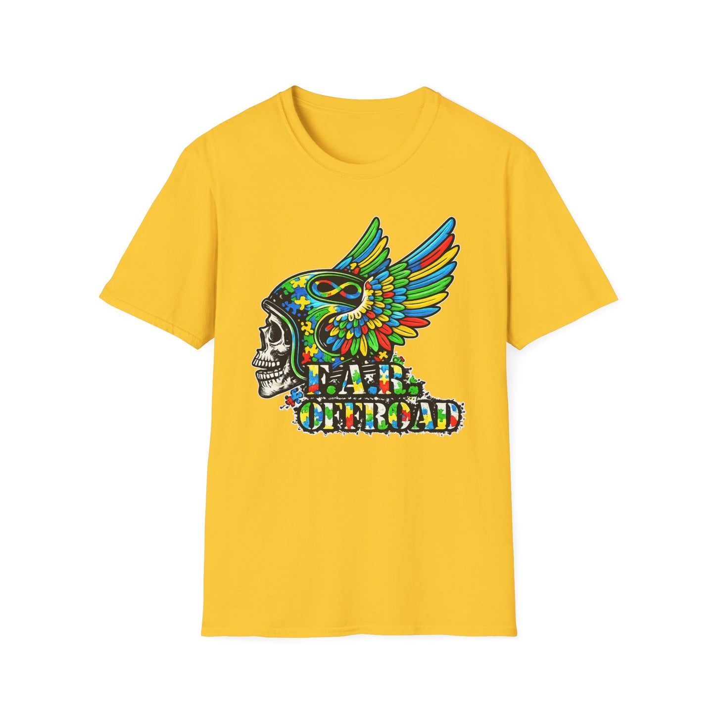 Skull Wing Helmet 'Autism Awareness' Graphic T-Shirt