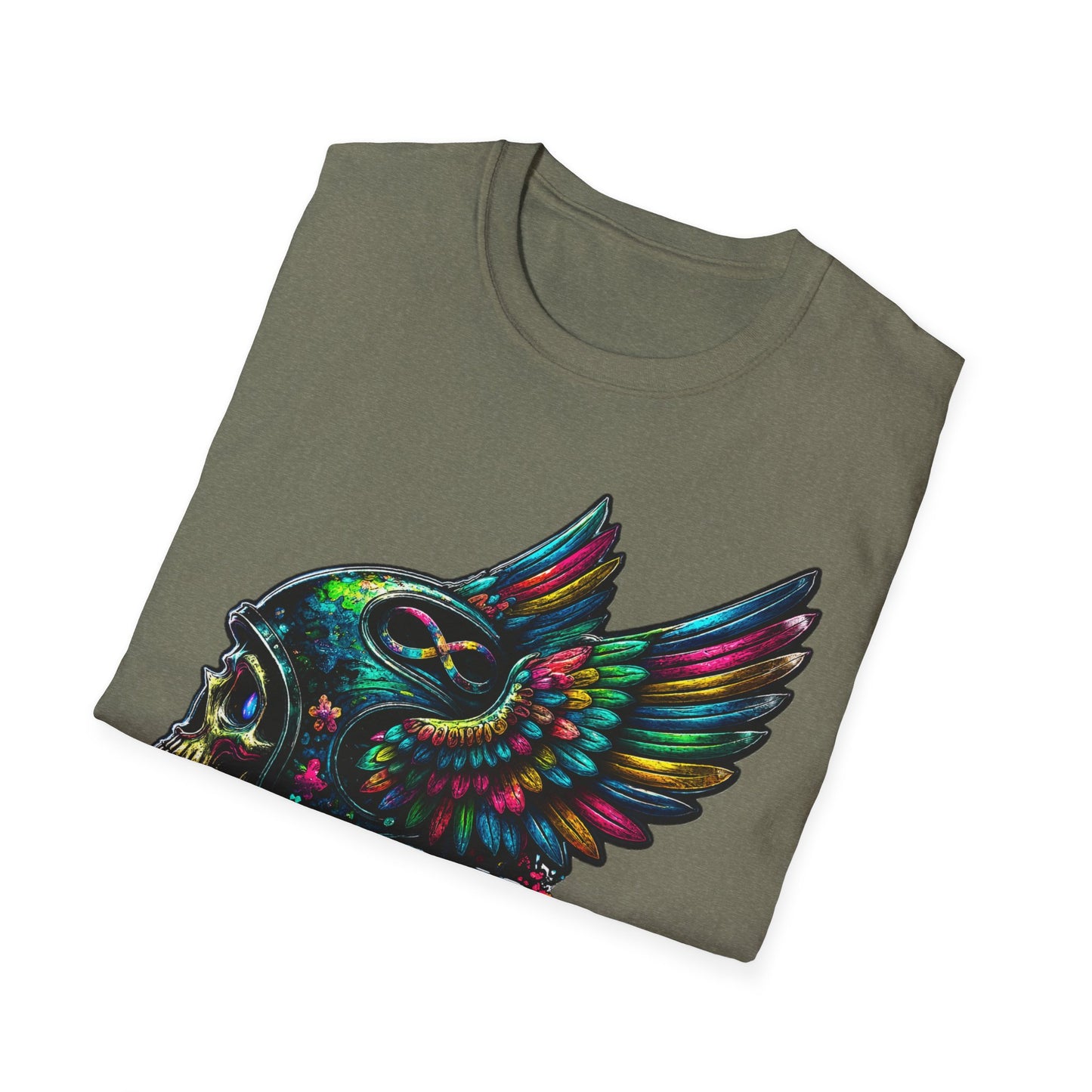 Far Offroad Skull Tee — Colorful Winged Skull Graphic T-Shirt