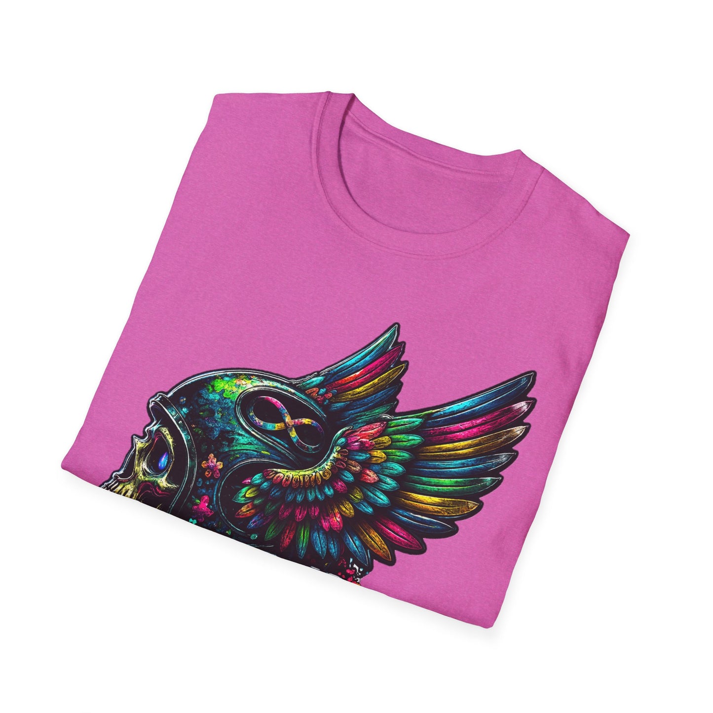 Far Offroad Skull Tee — Colorful Winged Skull Graphic T-Shirt