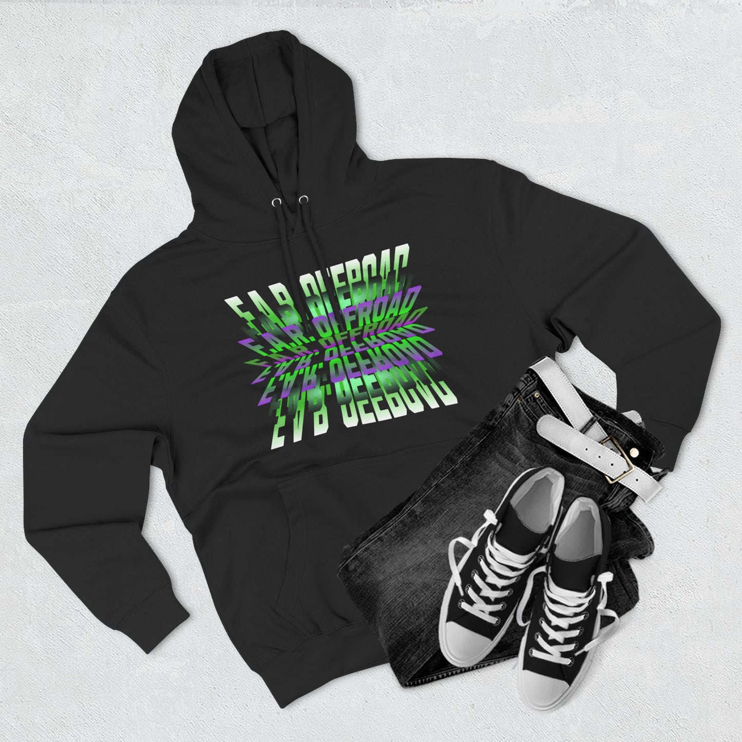 Three-Panel Fleece Hoodie — Automotive Custom Shop Graphic Hoodie (Custom: Cages Bumpers Kickers...)