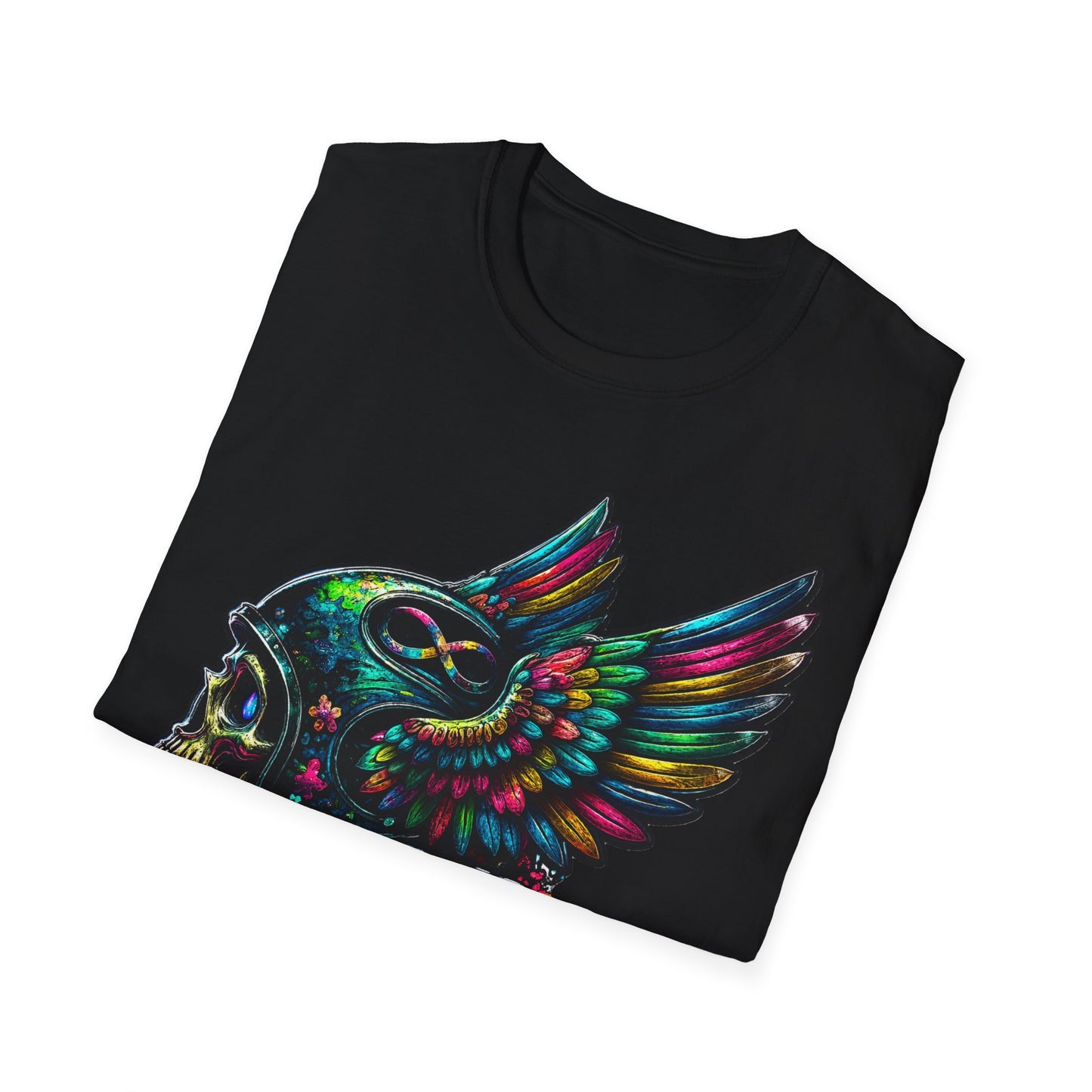 Far Offroad Skull Tee — Colorful Winged Skull Graphic T-Shirt