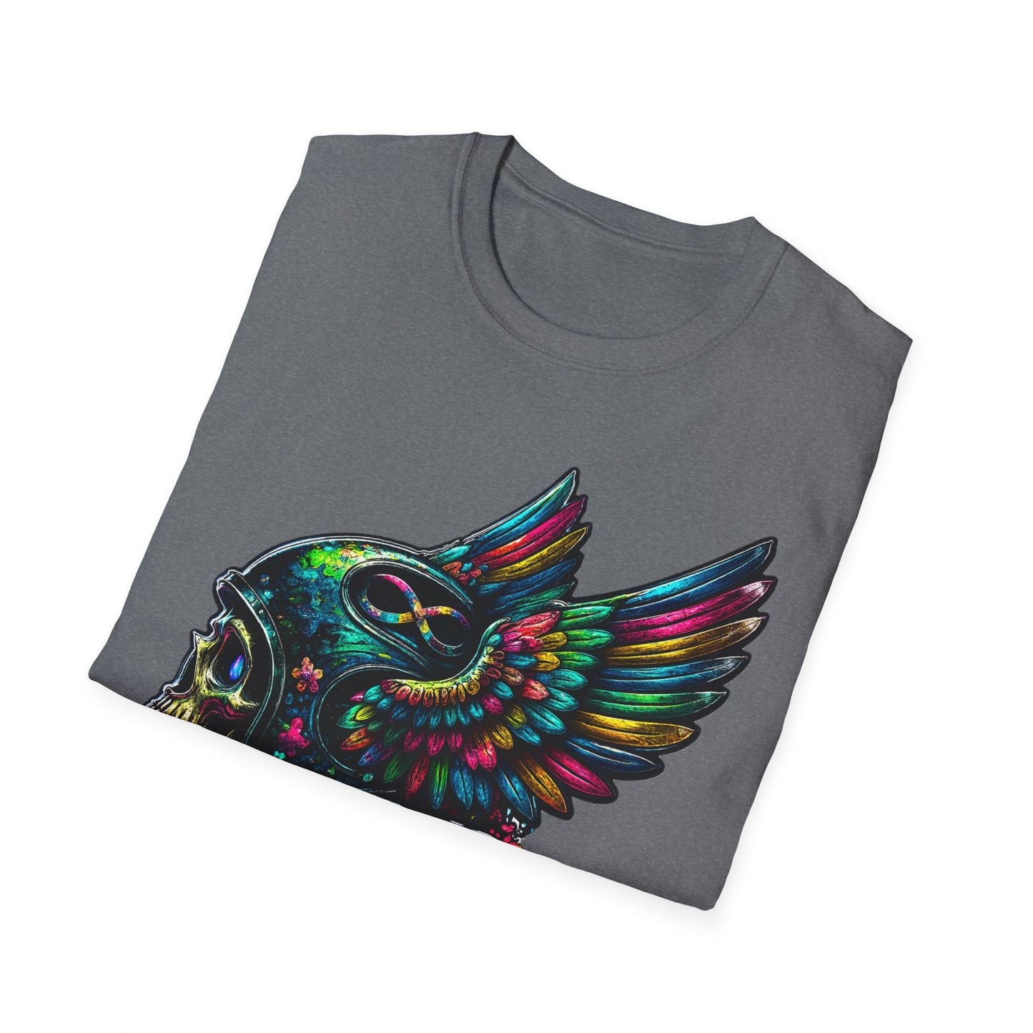 Far Offroad Skull Tee — Colorful Winged Skull Graphic T-Shirt
