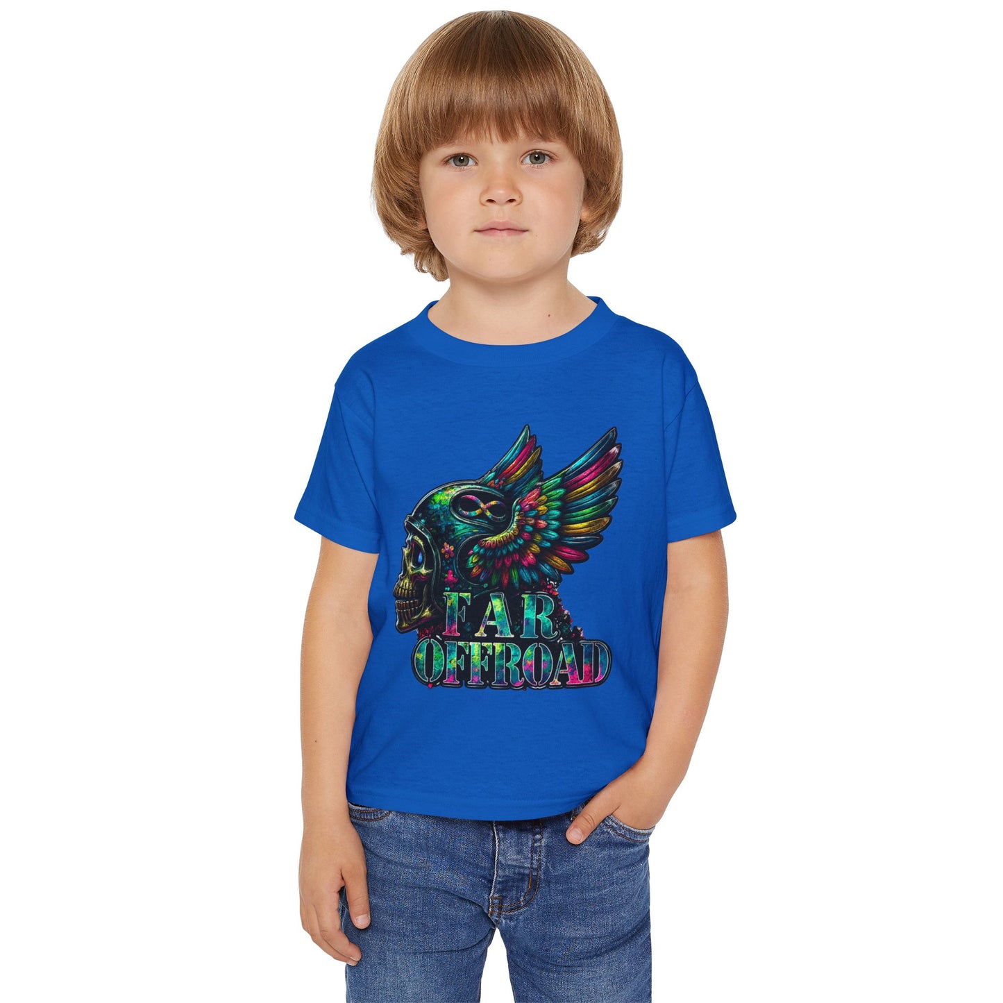 Toddler T‑Shirt — Colorful Winged Skull "Tar Offroad" Graphic