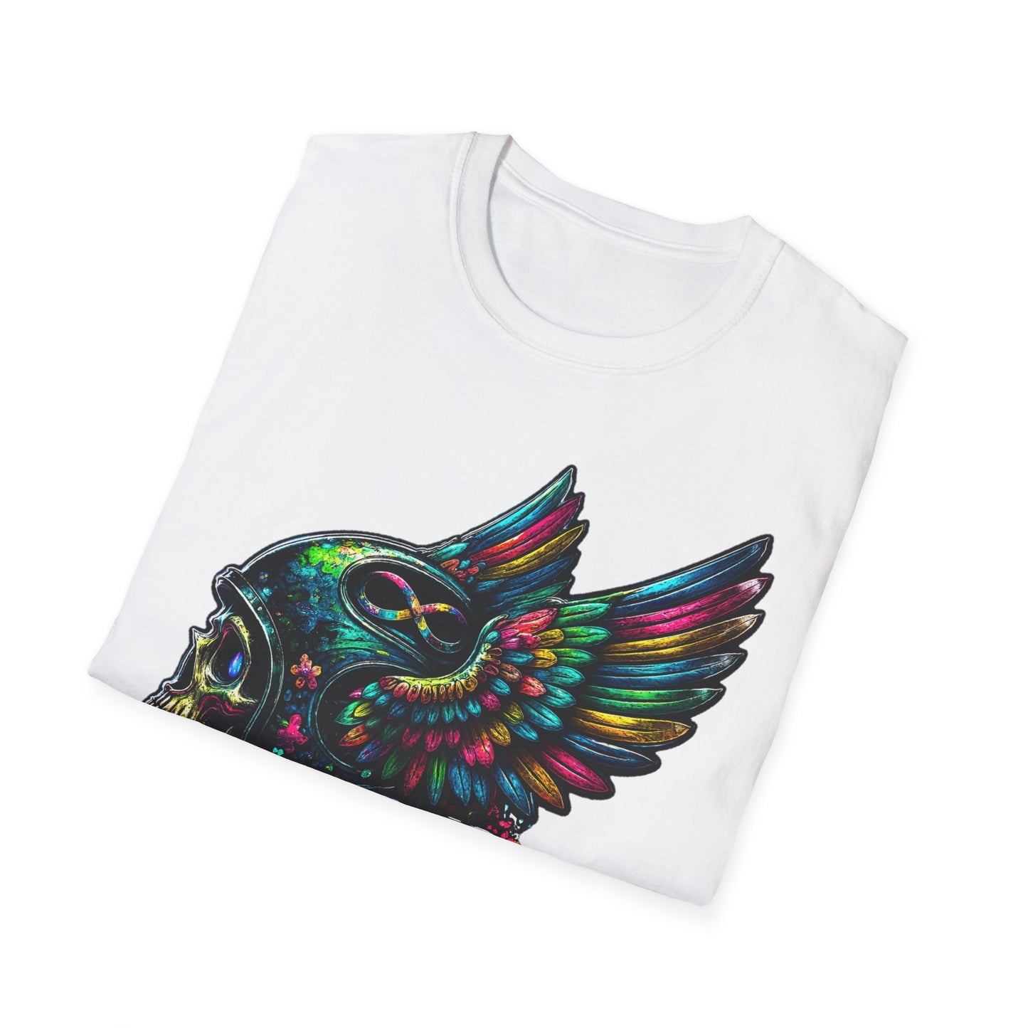 Far Offroad Skull Tee — Colorful Winged Skull Graphic T-Shirt