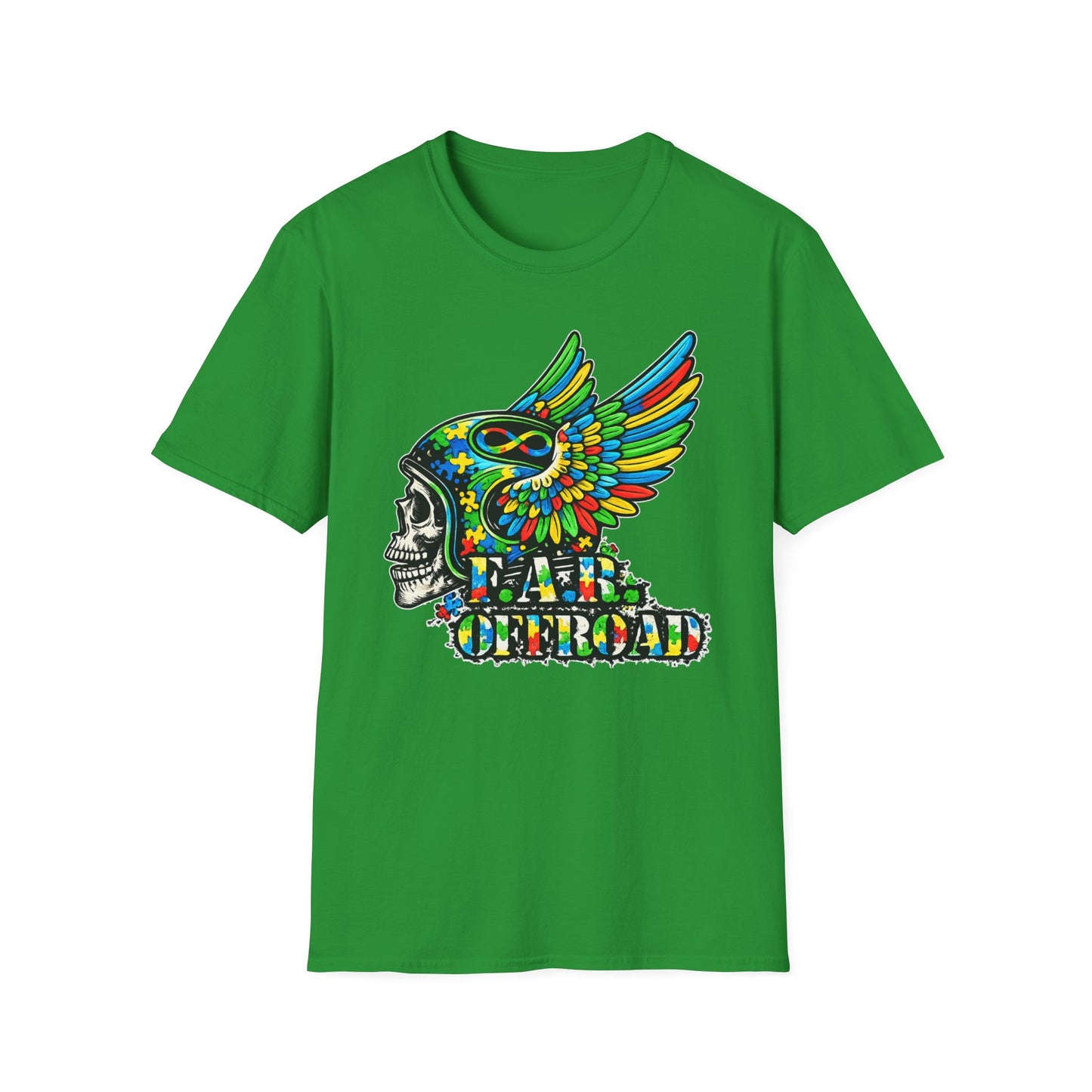 Skull Wing Helmet 'Autism Awareness' Graphic T-Shirt