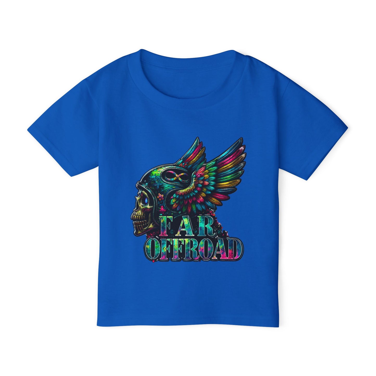 Toddler T‑Shirt — Colorful Winged Skull "Tar Offroad" Graphic