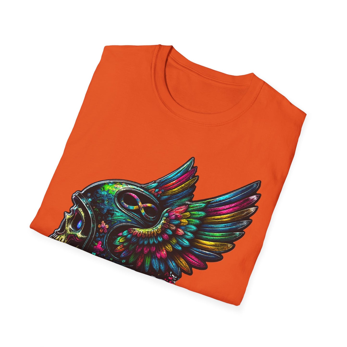Far Offroad Skull Tee — Colorful Winged Skull Graphic T-Shirt