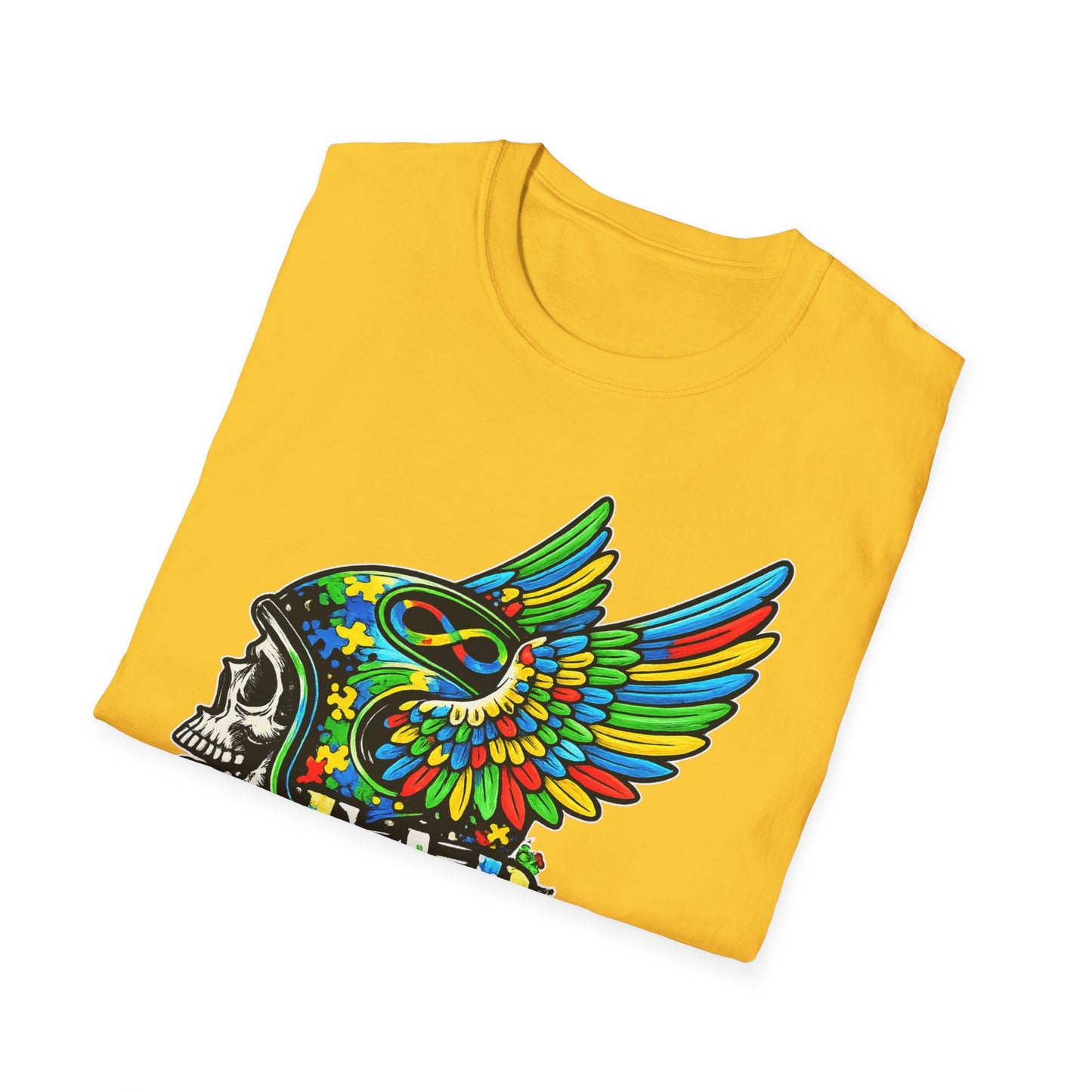 Skull Wing Helmet 'Autism Awareness' Graphic T-Shirt