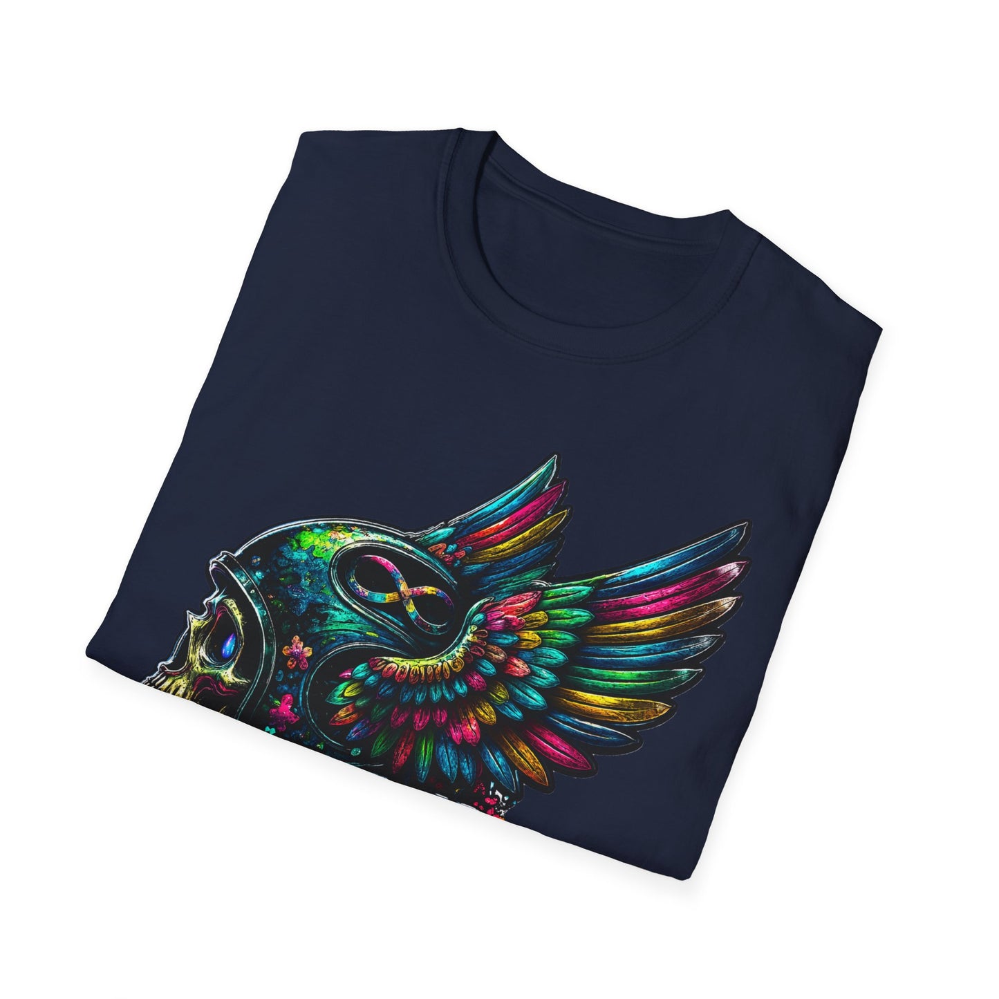 Far Offroad Skull Tee — Colorful Winged Skull Graphic T-Shirt