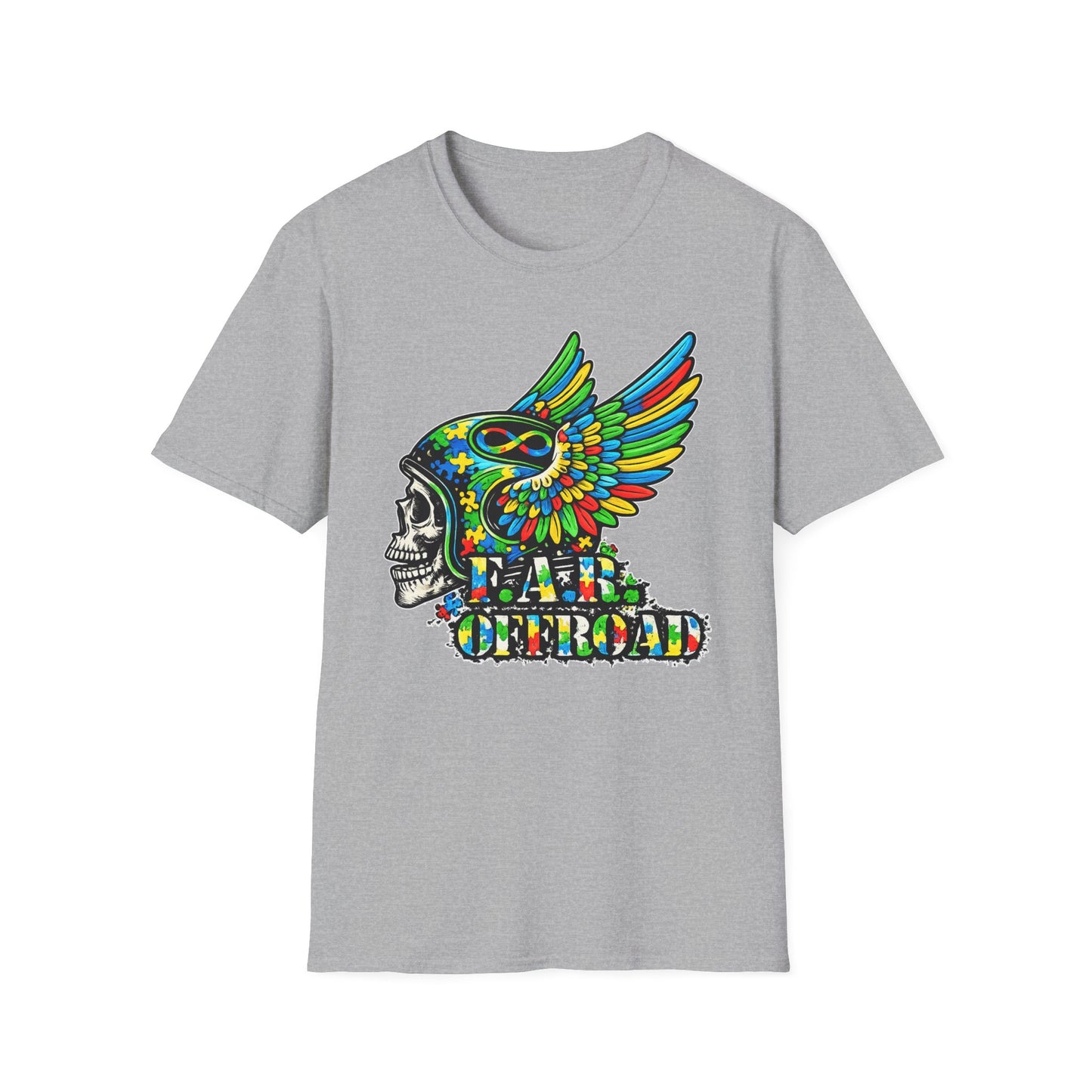 Skull Wing Helmet 'Autism Awareness' Graphic T-Shirt