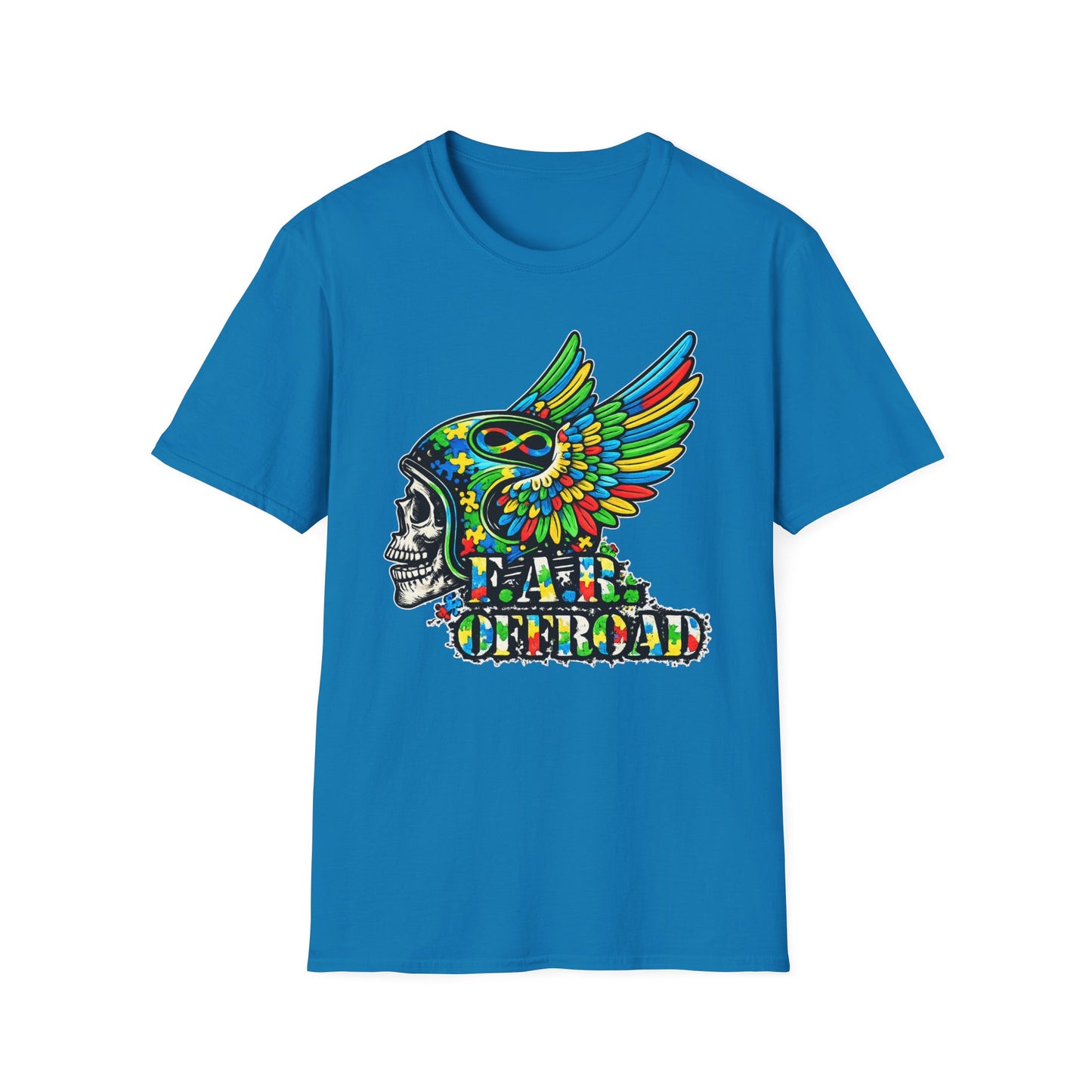 Skull Wing Helmet 'Autism Awareness' Graphic T-Shirt