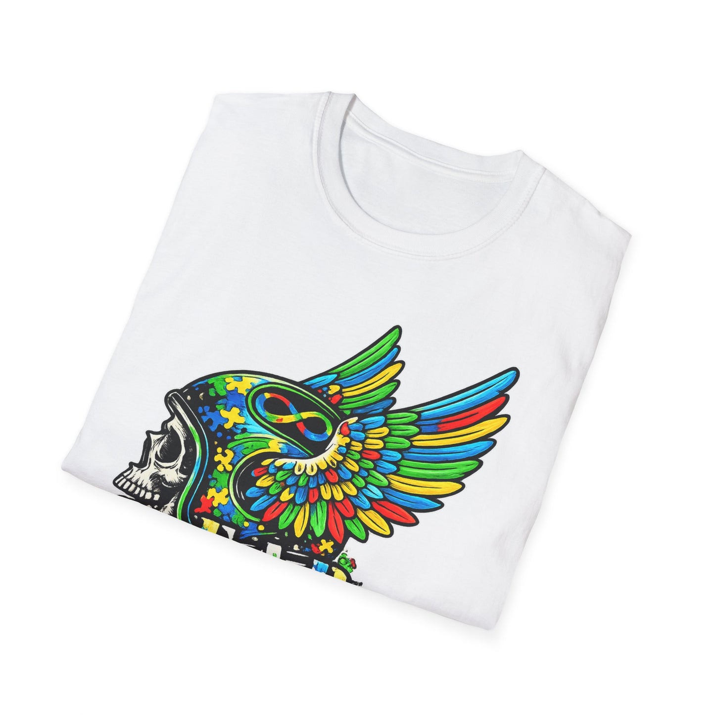 Skull Wing Helmet 'Autism Awareness' Graphic T-Shirt