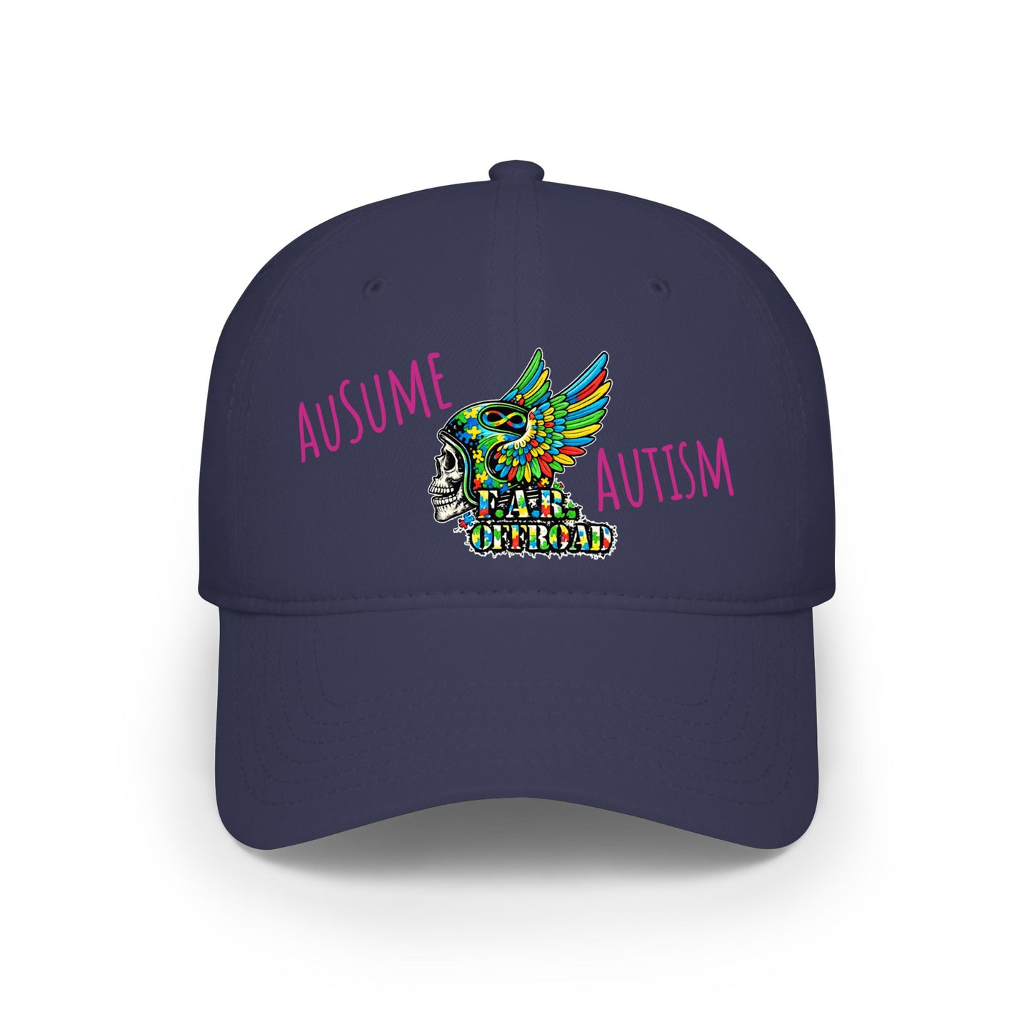Autism Awareness Low Profile Baseball Cap - Colorful Puzzle Wing Design
