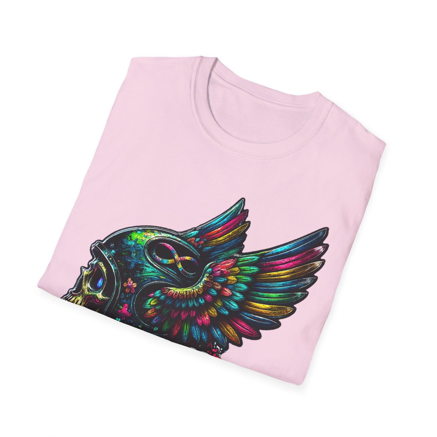 Far Offroad Skull Tee — Colorful Winged Skull Graphic T-Shirt
