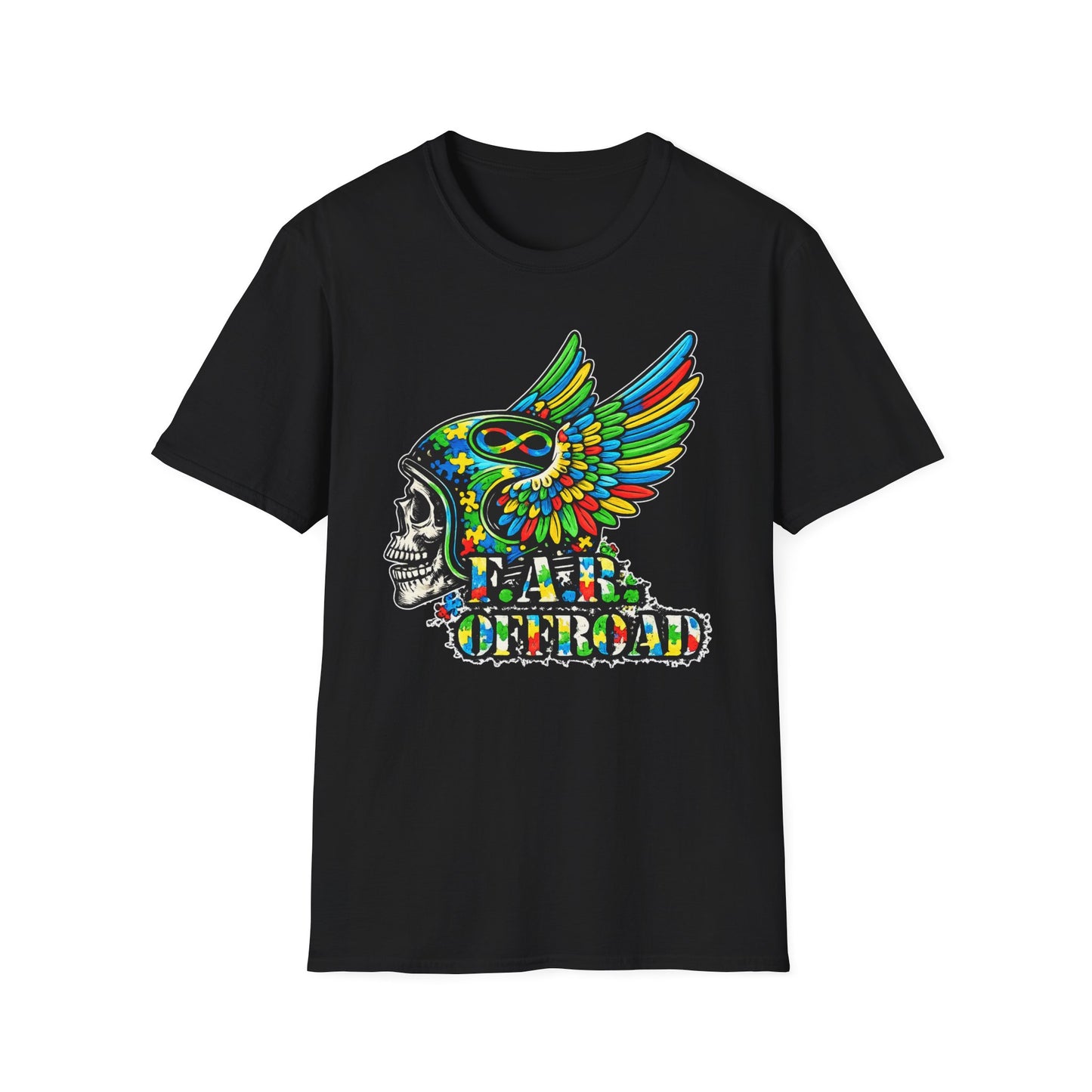 Skull Wing Helmet 'Autism Awareness' Graphic T-Shirt